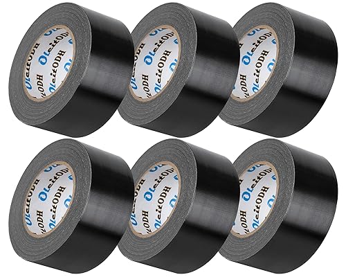Miniatura 8 de Oleitodh Paquete de 6 cintas adhesivas de 3 pulgadas, color negro, resistente, 55 yardas x 3 pulgadas, fuerte, flexible, sin residuos, para todo