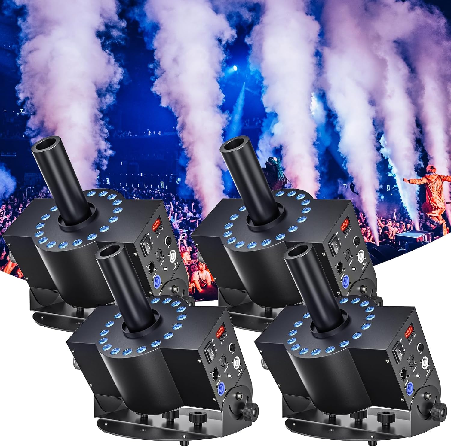 CO2 Jet Machine, 300W CO2 Cannon with LED Lights, Professional DMX CO2 Fog Machine Air Column, LED Stage Smoke Machine for DJ, Wedding, Party, Events, Festival (1pc)