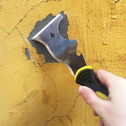 Miniatura 5 de Herramienta de pintor 9 en 1, raspador recto, gouger, limpiador de rodillos, raspador curvo, abridor de botellas, abrelatas, extractor de uñas,