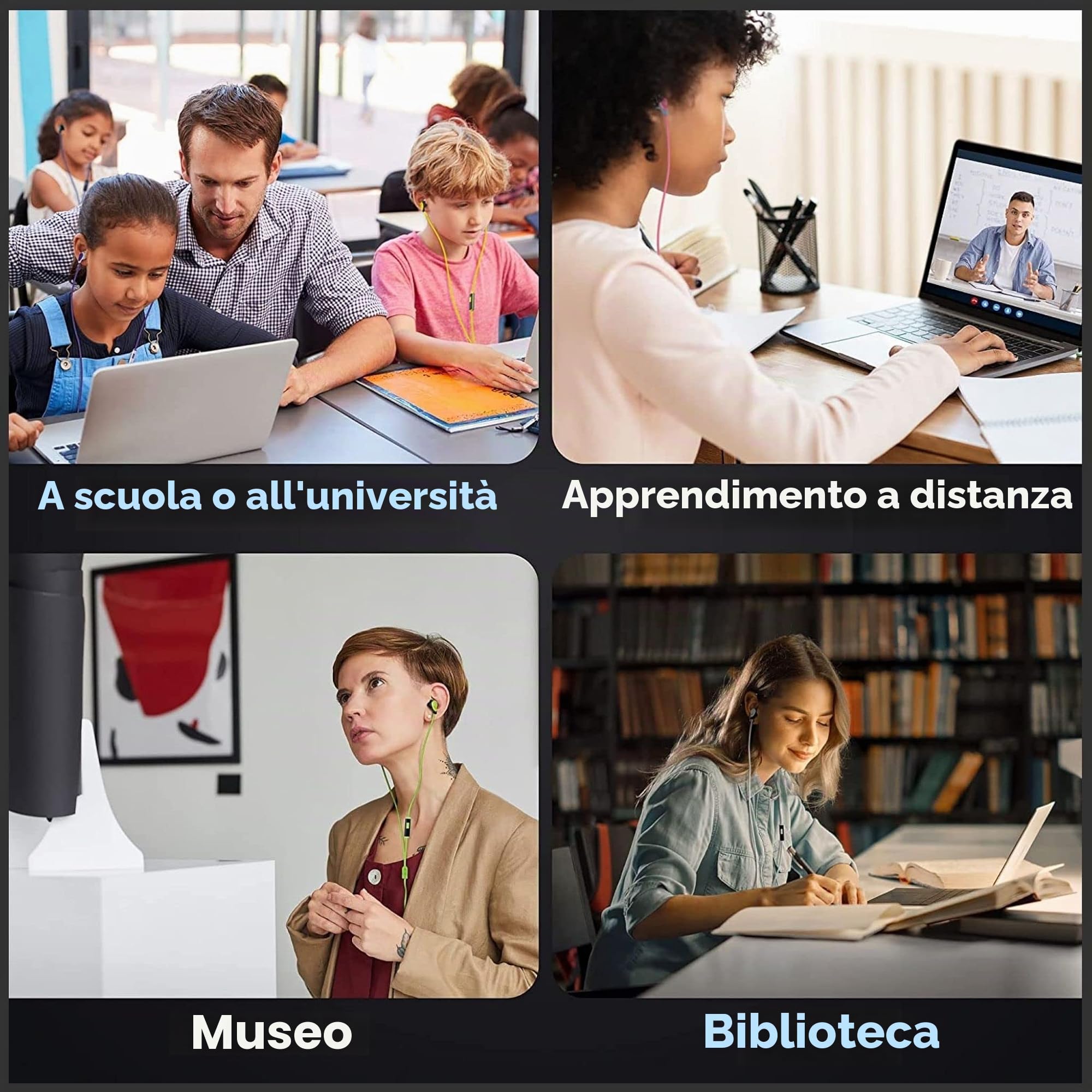 JustJamz | Confezione da 100 auricolari basici, auricolari in-ear bianco perla, cuffie usa e getta, set di auricolari per studenti