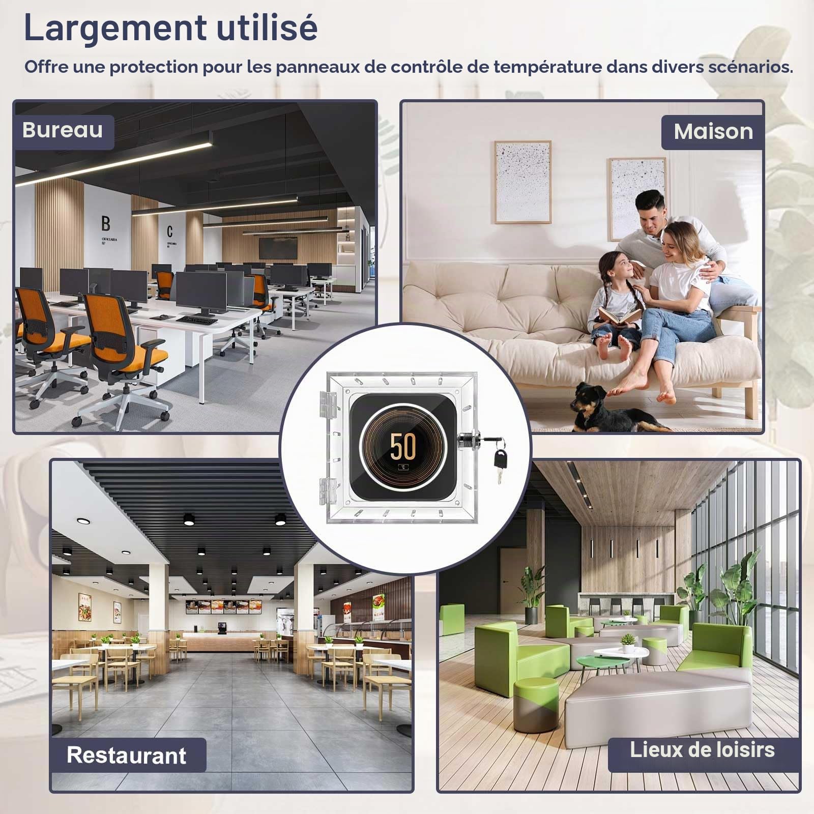 mumisuto Boite De Verrouillage Thermostat avec Clé, Protection de Thermostat Transparente, Couvercle De Thermostat avec Serrure pour Panneau AC, Écoles, Restaurants