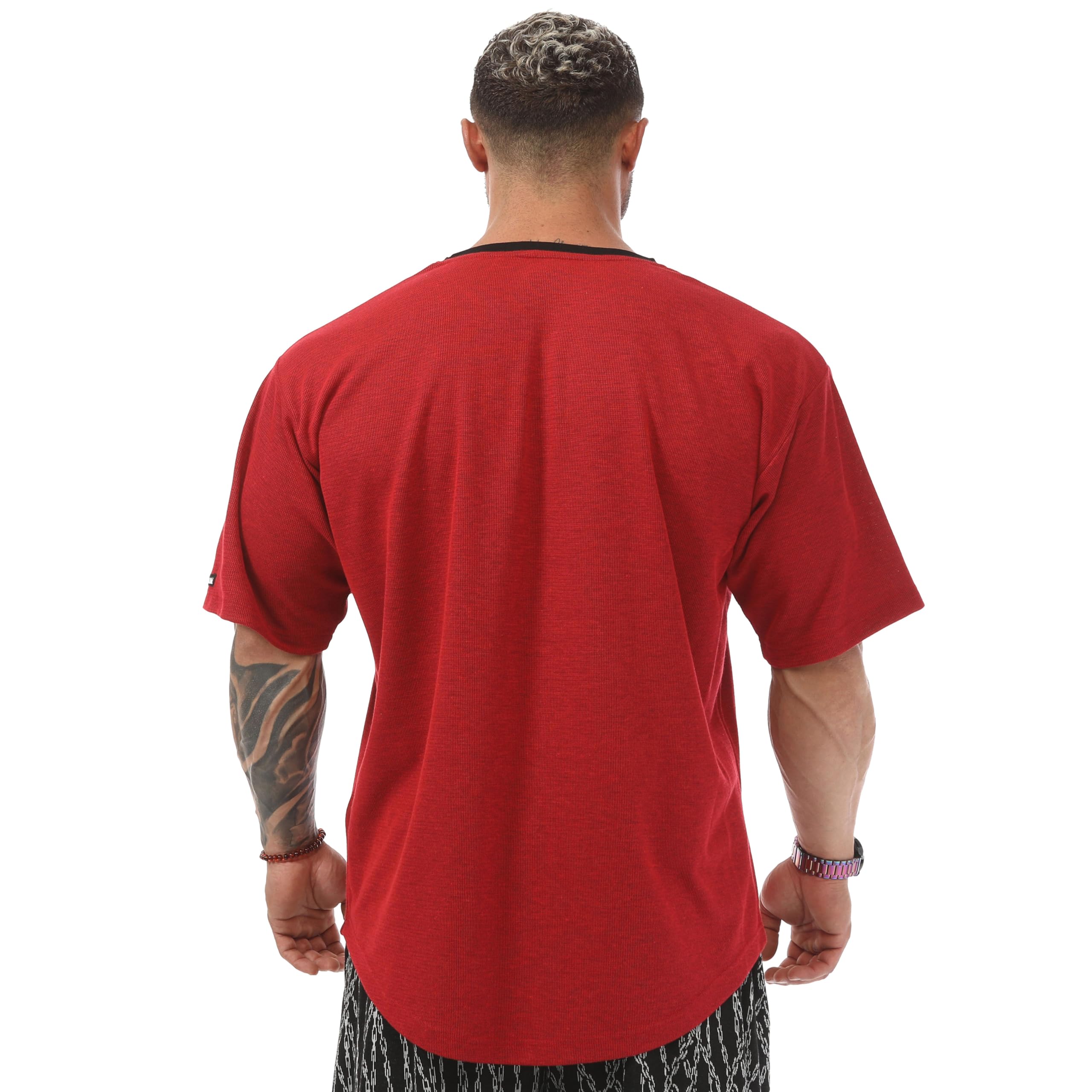 Herren Oversize Gym Fitness Bodybuilding T-Shirt Baumwolle O-Neck Lifestyle Top