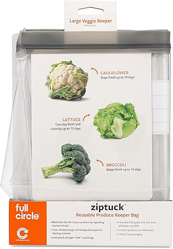 Miniatura 11 de Full Circle Ziptuck - Bolsa de almacenamiento grande reutilizable para productos, segura para alimentos, bolsa de almacenamiento de alimentos sin