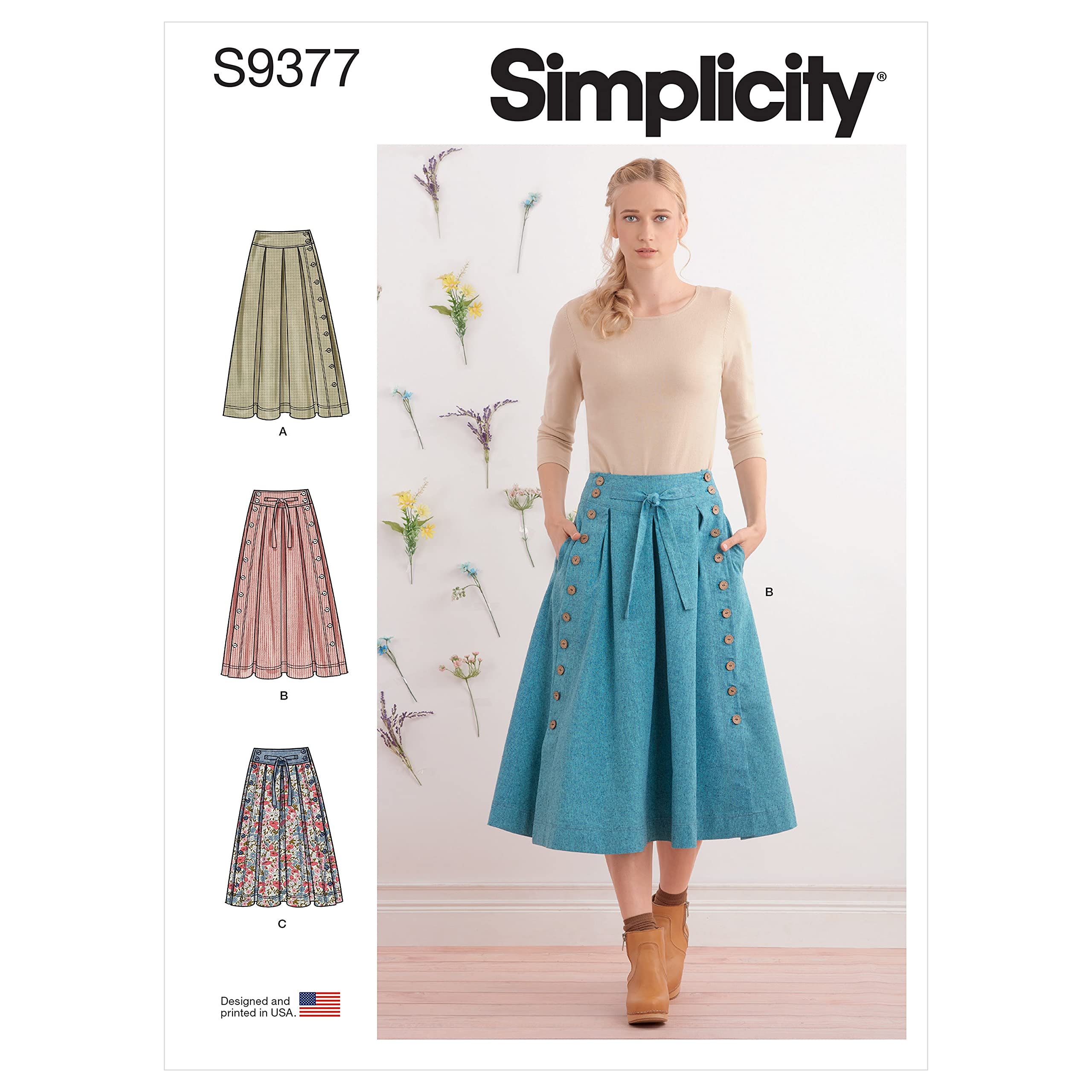 Simplicity Sewing Pattern S9377 Misses' Flared Skirts in Two Lengths, 16-18-20-22-24
