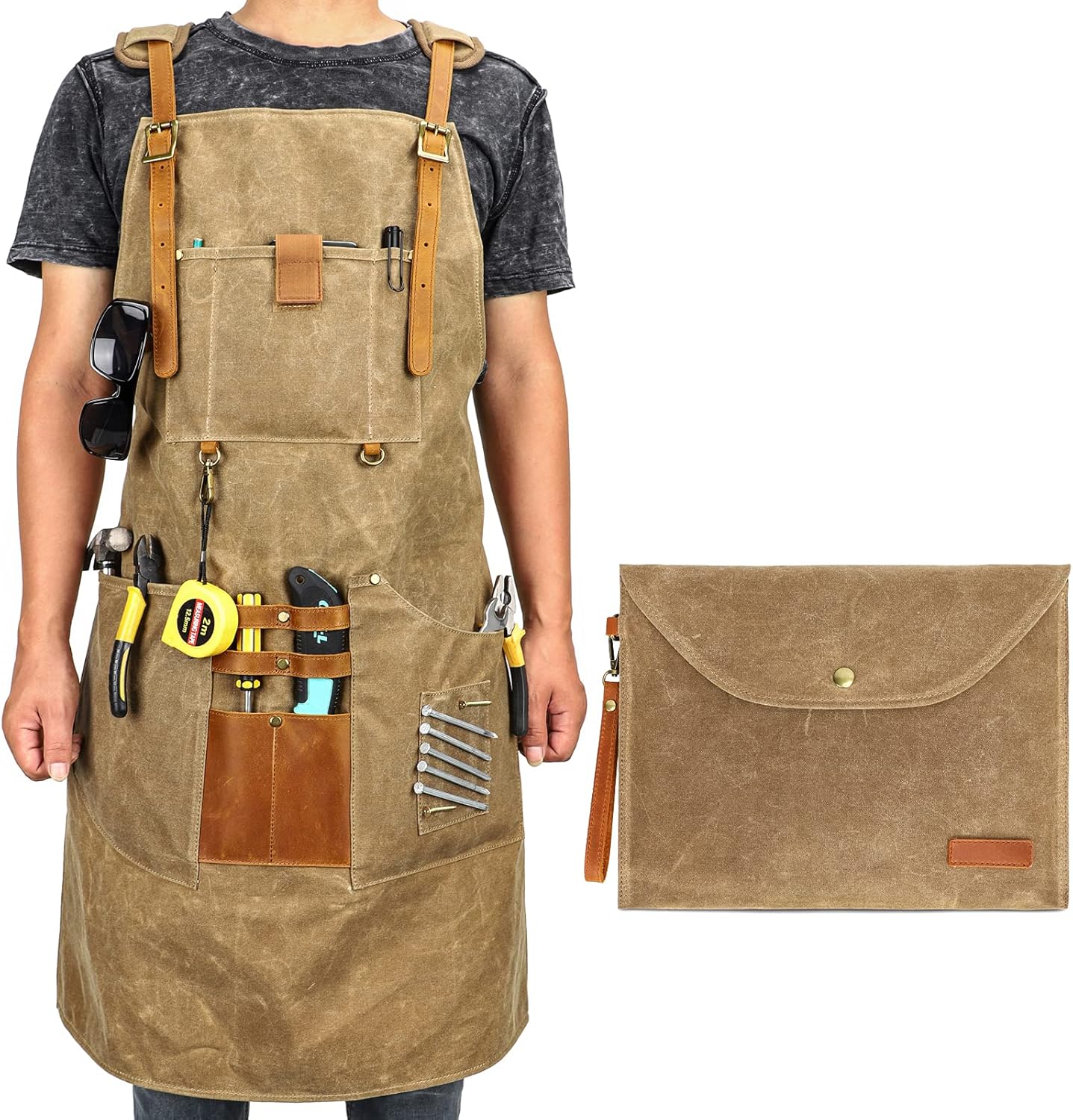 Heavy Woodworking Aprons for men, Gift for Woodworker,11Tool Pockets
