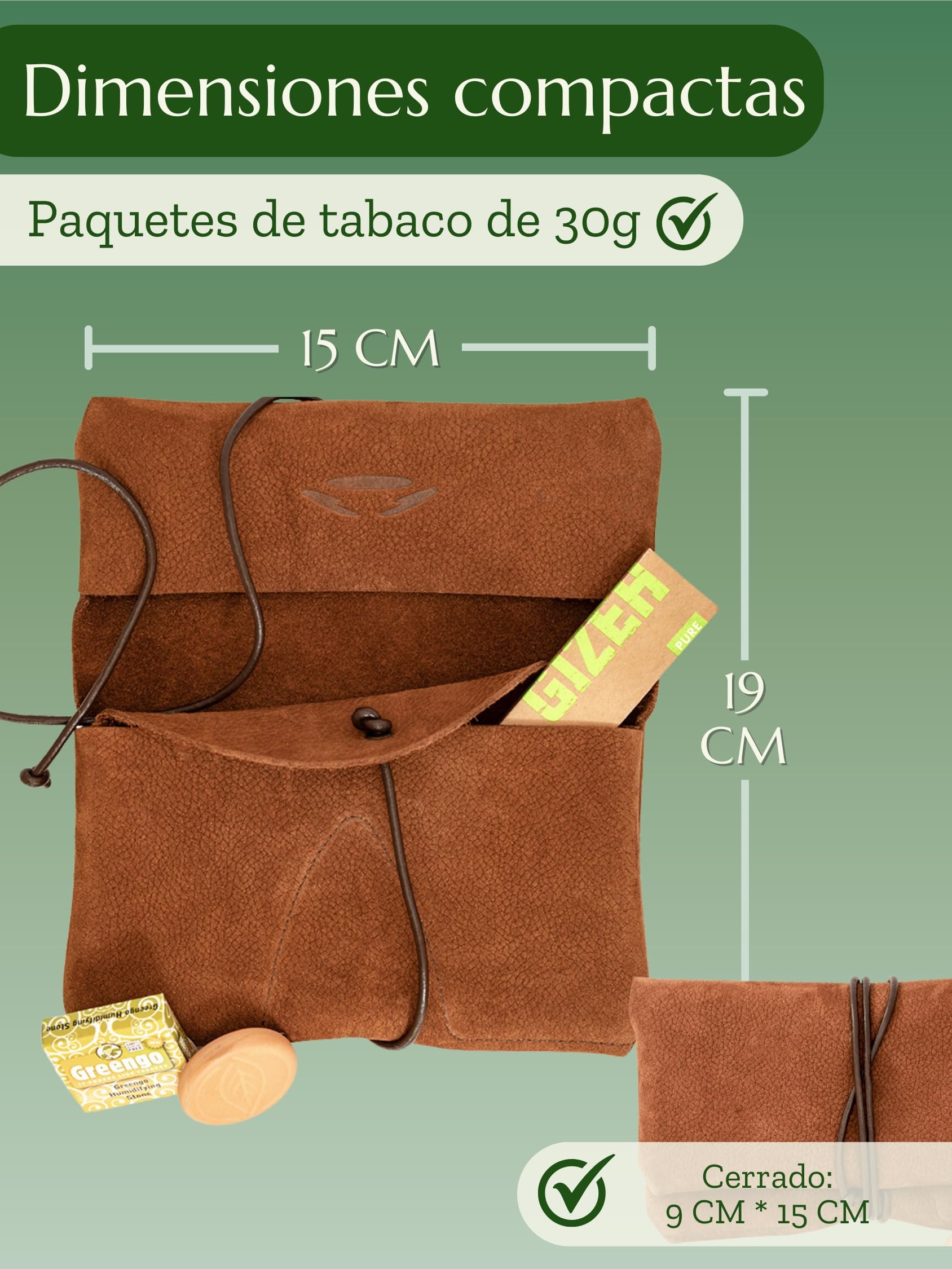 Premium Pitillera Tabaco de Liar Cuero Ante, Papel y Filtros