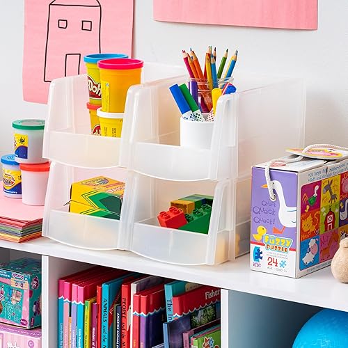 Miniatura 5 de IRIS Contenedores de almacenamiento apilables de plástico transparente de Estados Unidos, tamaño mediano, paquete de 4 unidades, parte delantera