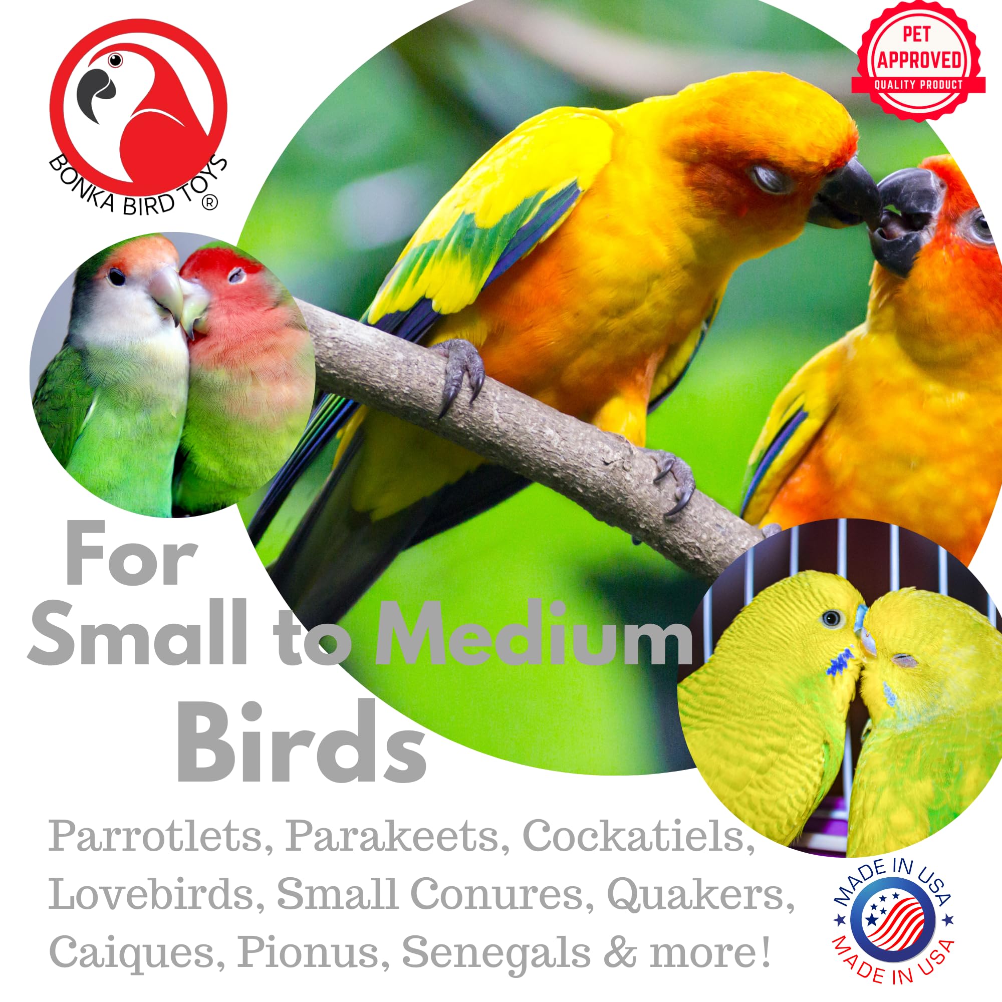 Bonka Bird Toys 1427 Mahogany Forage Block - 12" x 4" x 2" Durable Foraging & Chew Toy for Small to Medium Birds, Includes Sola Ball, Wooden Beads, Soft Leather Strands, Mahogany Chunks & Pods - image 7