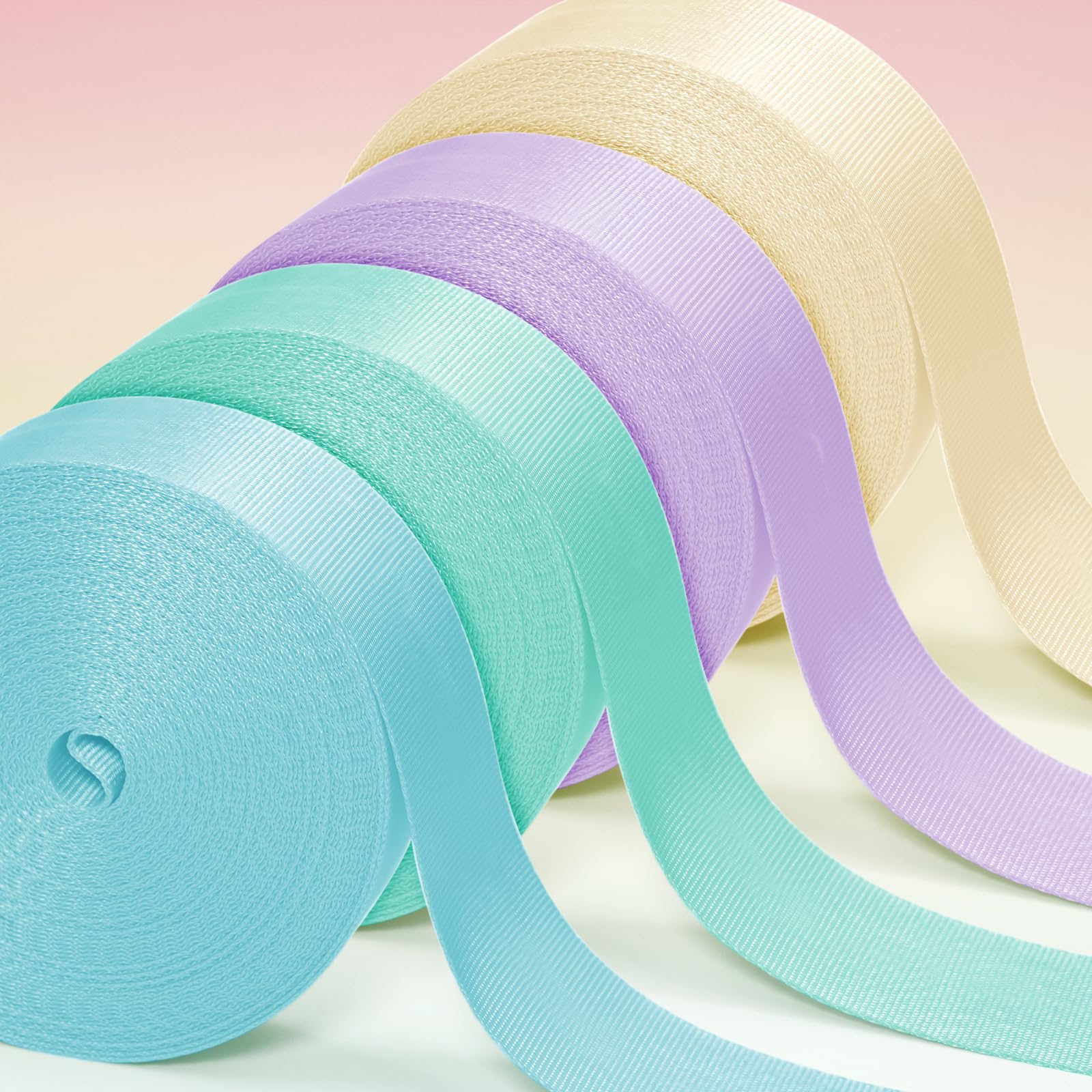 Fettuccia in nylon da 2,5 cm e 3,8 cm, 12 rotoli di cinghia per borse, animali domestici, arrampicata all'aperto, interni, artigianato fai da te