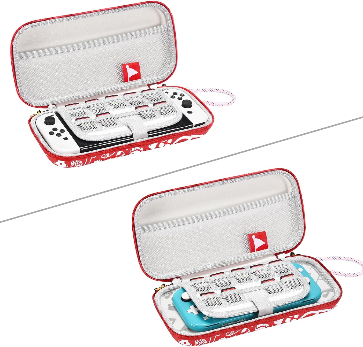 Switch Case Portable Switch Carrying Case Compatible with Switch/OLED/Lite for Fans, with 10-Game-Card Slots & Accessories Storage - Red - Image 8