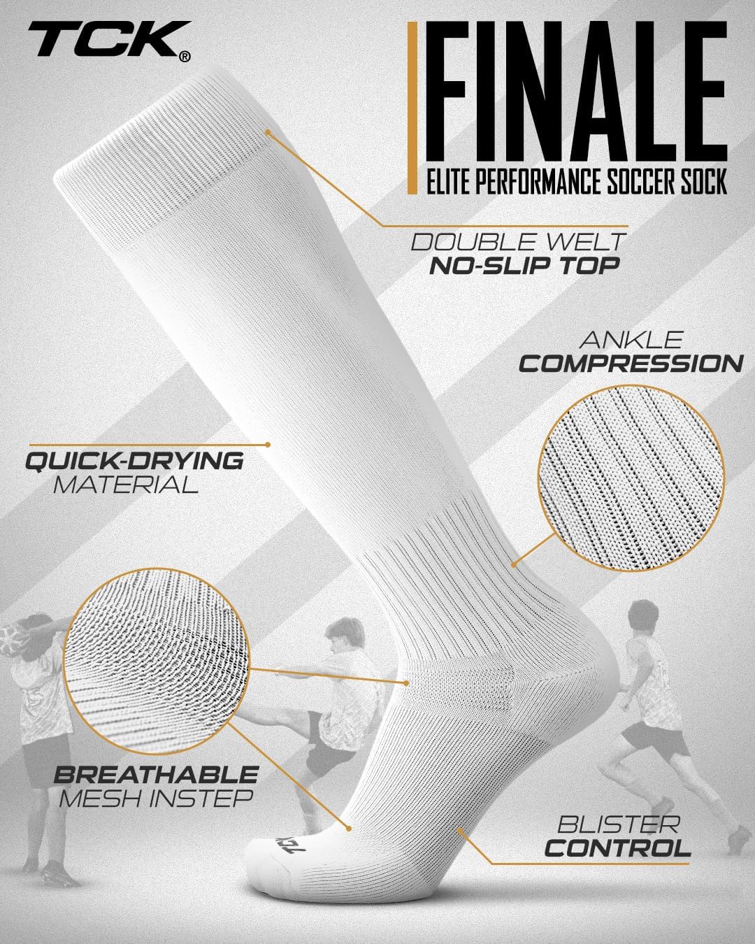 Finale Soccer Socks Youth & Adult | Knee High Men’s & Kids Soccer Socks | Stretch Fit for Shin Guards | Made in the USA