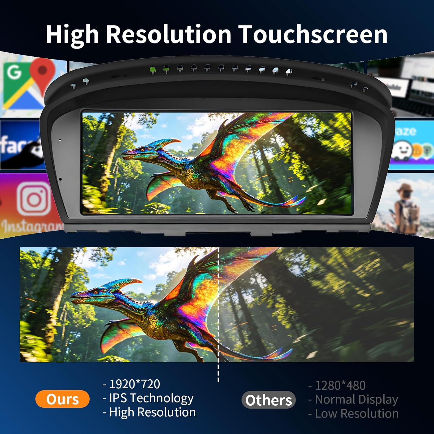 Wireless CarPlay/Android Auto 8.9 Inch Touchscreen for BMW 3 Series E90/E91/E92/E93, 5 Series E60/E61/M5 (2005-2008) with CCC System, Car Radio Receiver, Multimedia, Bluetooth, Car Stereo