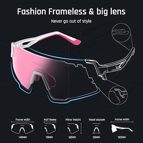 Miniatura 3 de TOREGE Gafas de sol deportivas polarizadas con 3 lentes intercambiables para hombres y mujeres, gafas de béisbol TR65