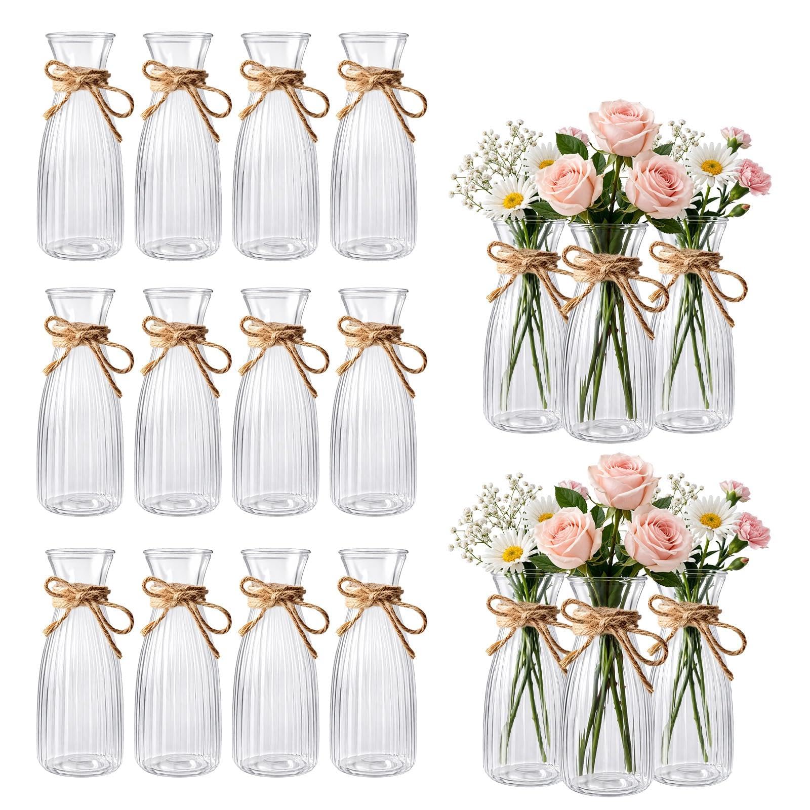 BREEZENEST Plastic Vase Set, 18PCS Transparent Flower Vases for Floral Arrangements, Handmade Bouquet Vases for DIY Flower Display, Table Centrepiece Wedding Table Decorations Home Holiday Decor