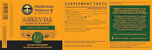Miniatura 14 de Herb Pharm Mezcla de cola de pavo de bienestar de hongos con REISHI