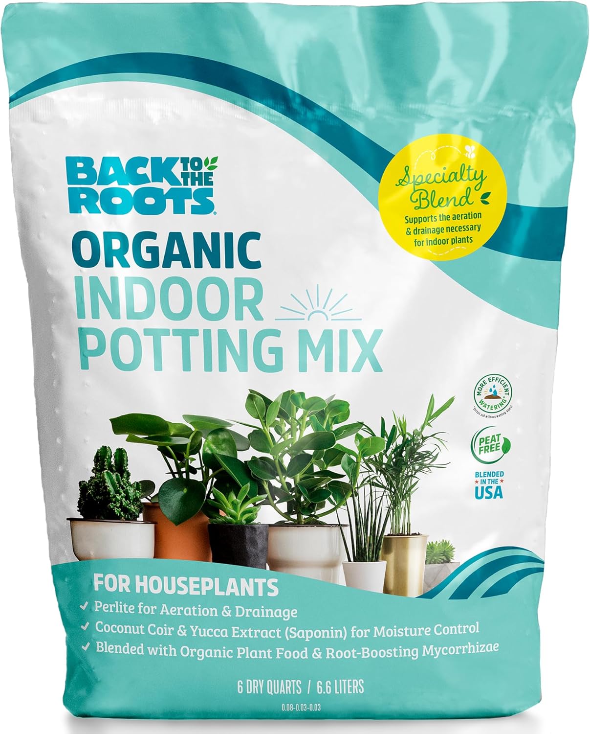 Back to the Roots 100% Organic Indoor Potting Mix (6 Quart), Promotes Healthy Houseplant Growth, Made in The USA (Indoor Soil) Thumbnail