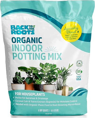 Back to The Roots 100% Organic Indoor Potting Mix (6 Quart), Promotes Healthy Houseplant Growth, Made in The USA