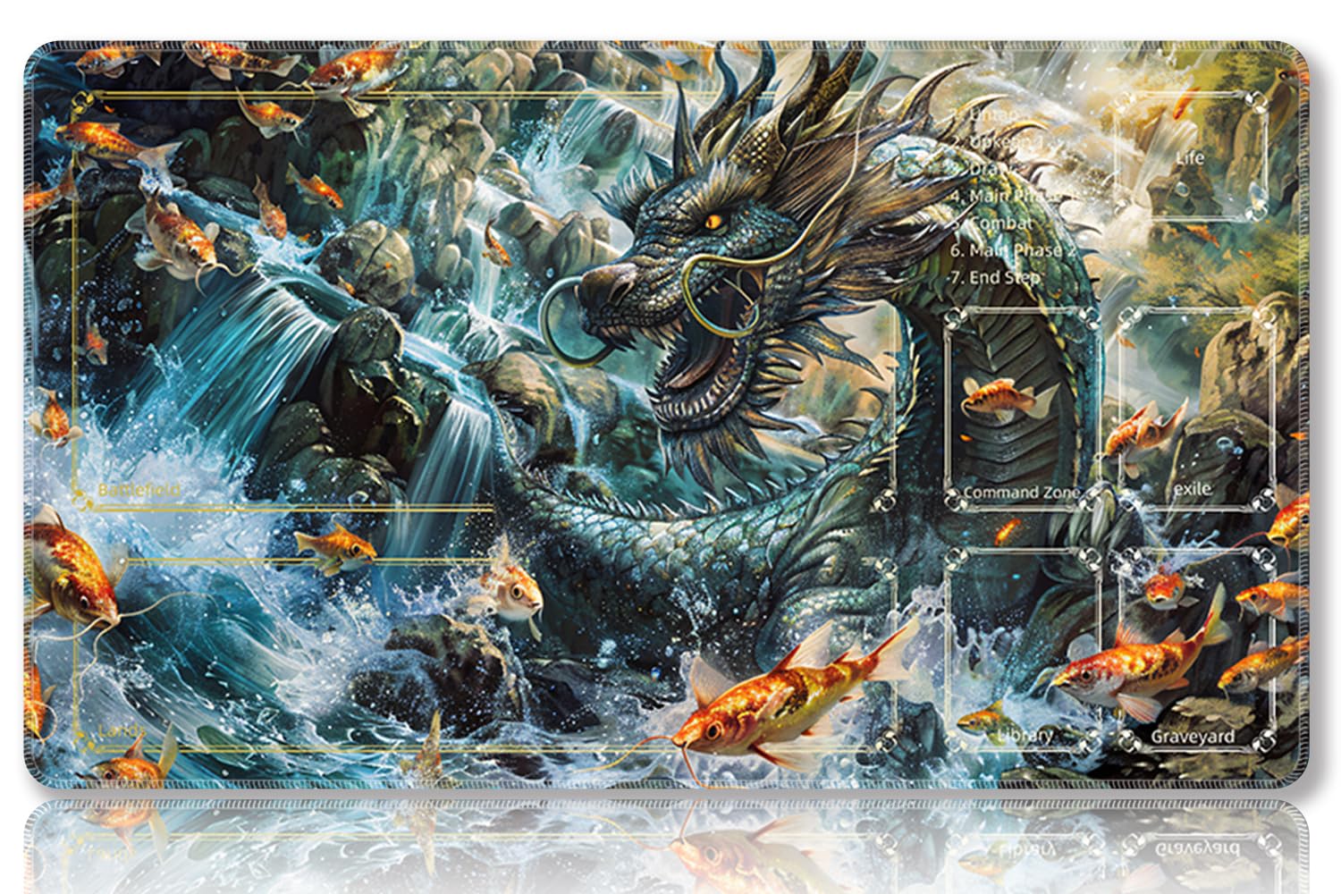 Mipikel Playmat for MTG, Playmat with Zones, Size 24" x 14",TCG and Board Game Mats for Cards, Free Storage Bags (Colorful 18,with Zones)