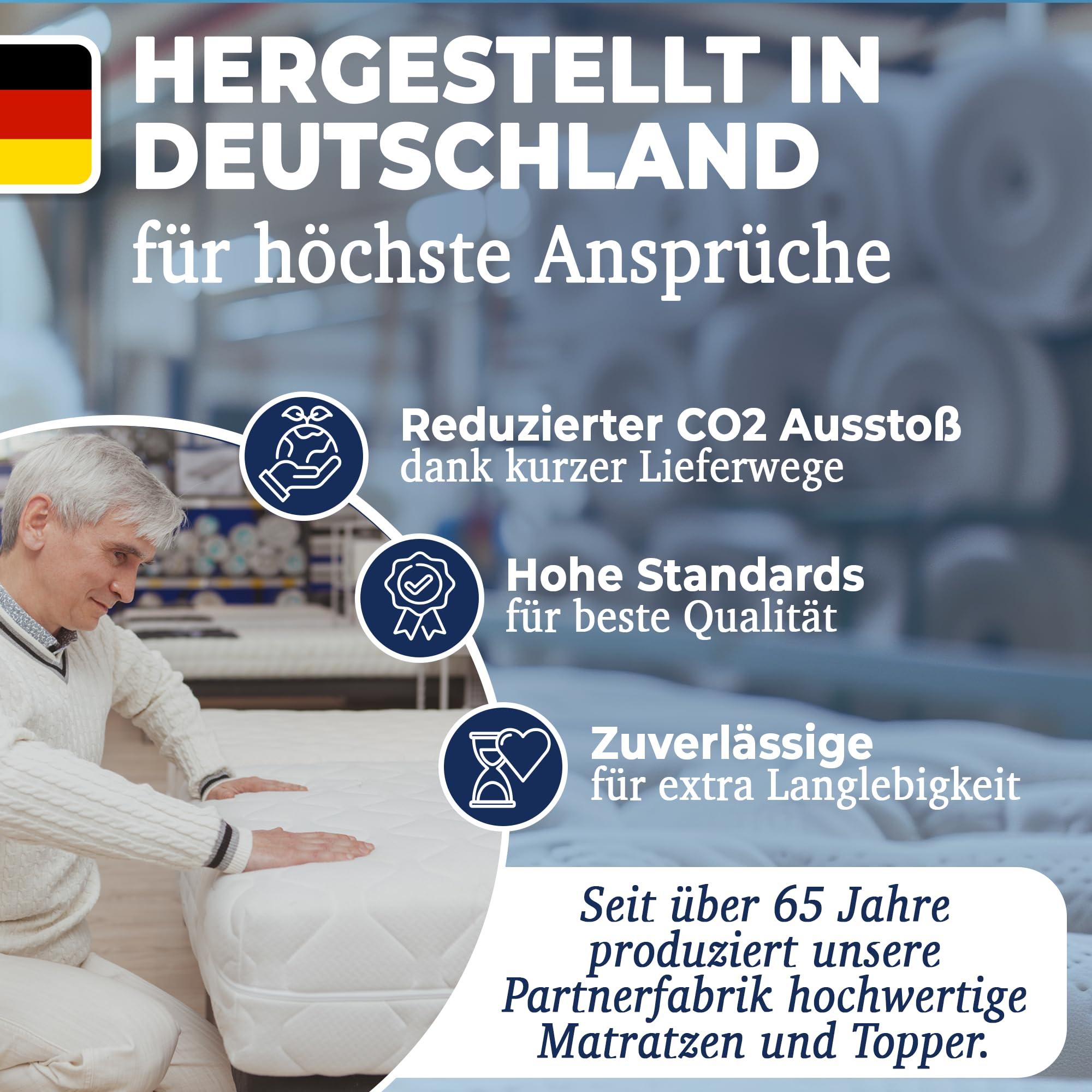 KNERST ErgoFit Matratzentopper 90x200, 7 Zonen, Made in Germany, 5 cm | Matratzentopper, Topper mit optimierten 7-Zonen-Komfort, weiches Liegegefühl, Komfortschaum, Öko-Tex Zertifiziert