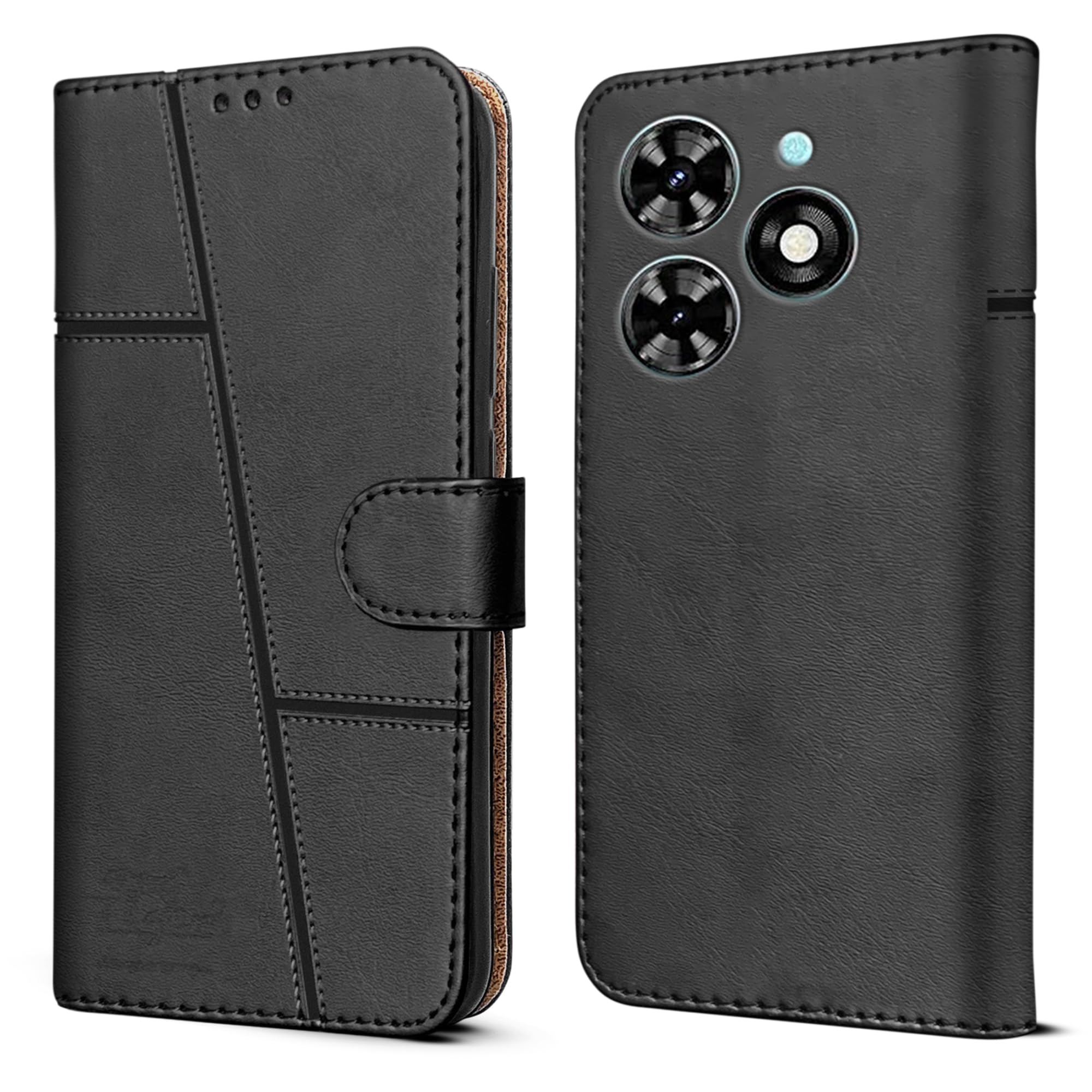 Jkobi Flip Cover Case for Tecno Spark 20C (Stitched Leather with Magnetic Closure | Black) (B0CXQ1XT2B) Amazon Price History, Amazon Price Tracker