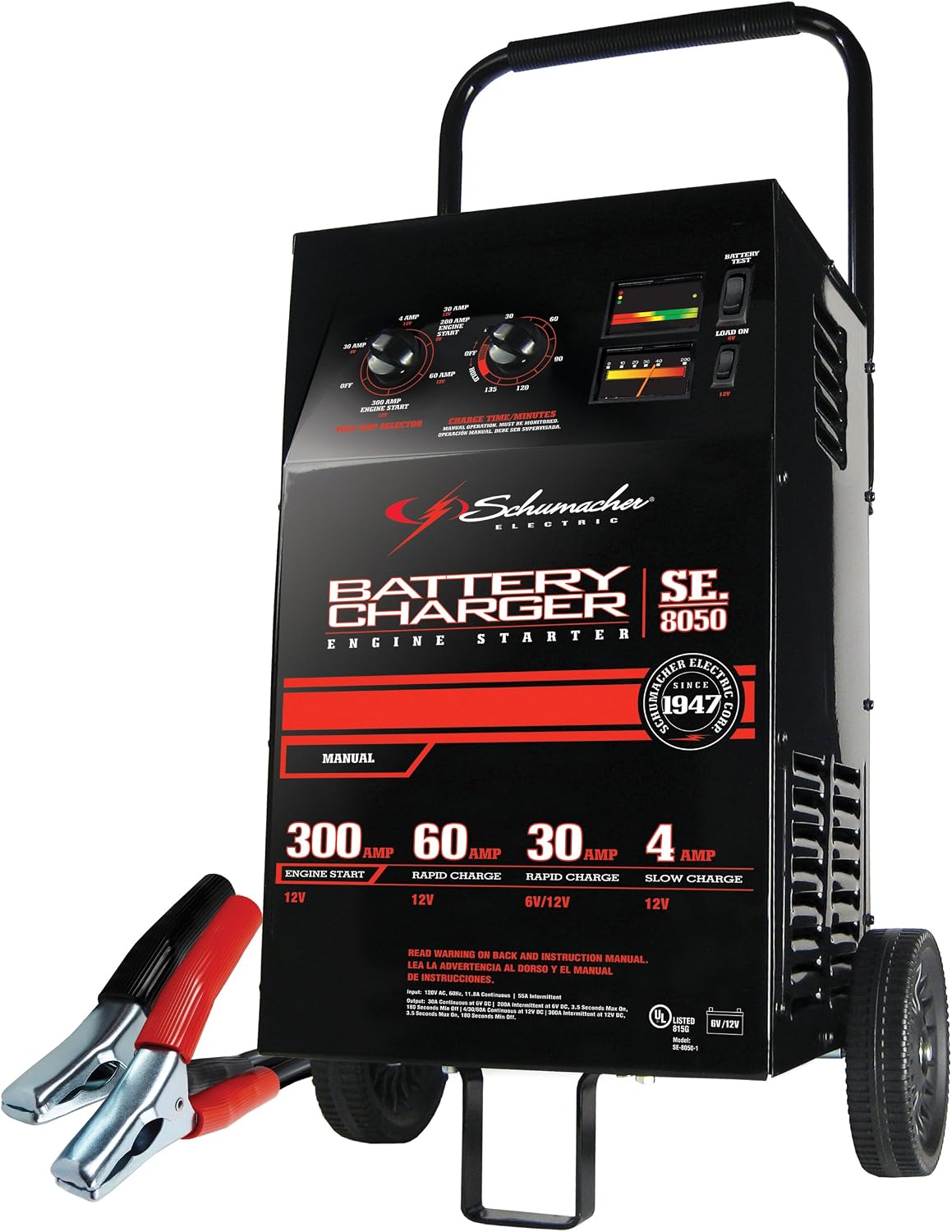 Schumacher SE-8050 4/30/60/200/300 Amp Manual Charger With Tester