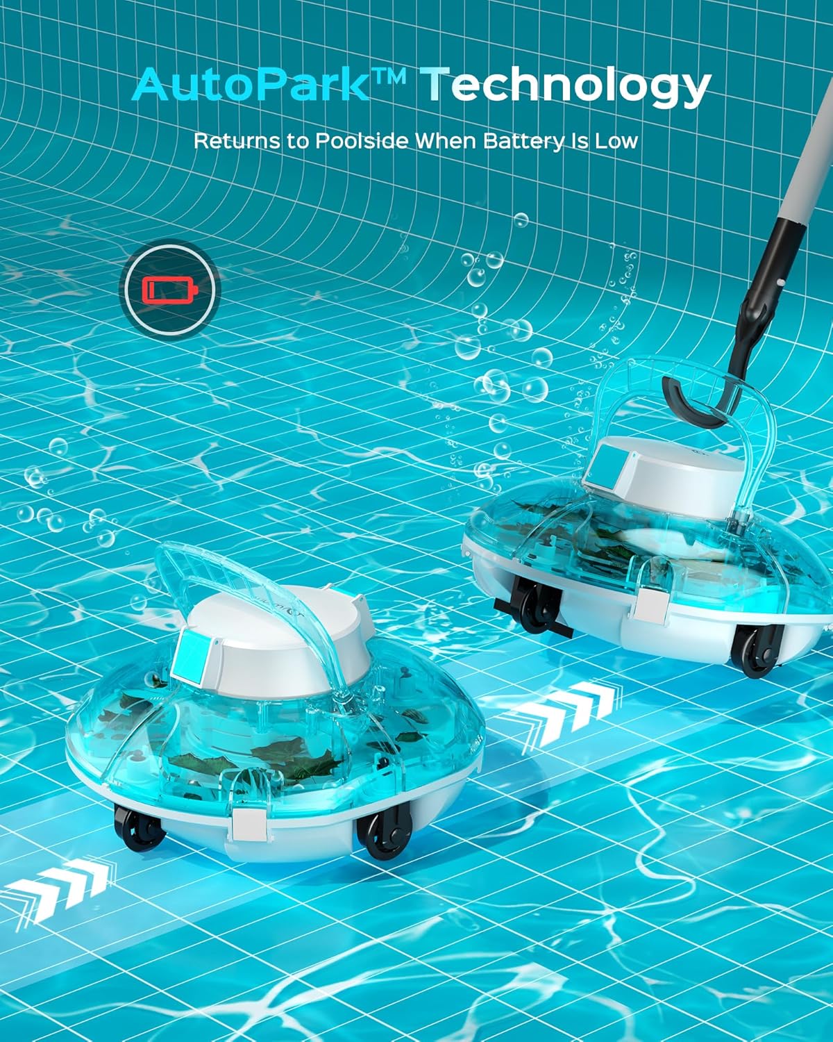 (2026 Upgrade) Cordless Robotic Pool Cleaner, Automatic Pool Vacuum for Above Ground with 80 Mins, Double Filters, Portable, Self-Parking, Ideal for Pools up to 650 sq.ft