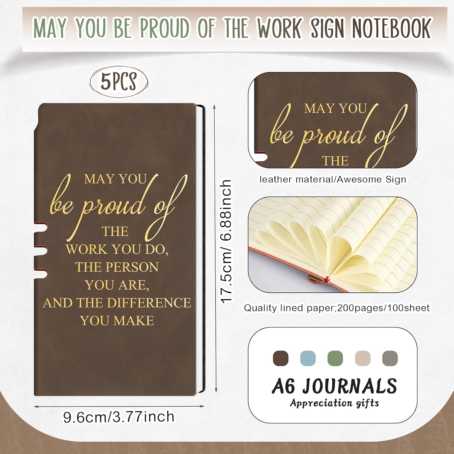 Ireer 10 Pcs/5 Sets Employees Christmas Appreciation Gifts Bulk A6 Leather Notebooks with Ballpoint Pens Inspirational Thank You Gifts for Medical Assistant Customer Teacher Coworkers (Morandi Color) - Image 2