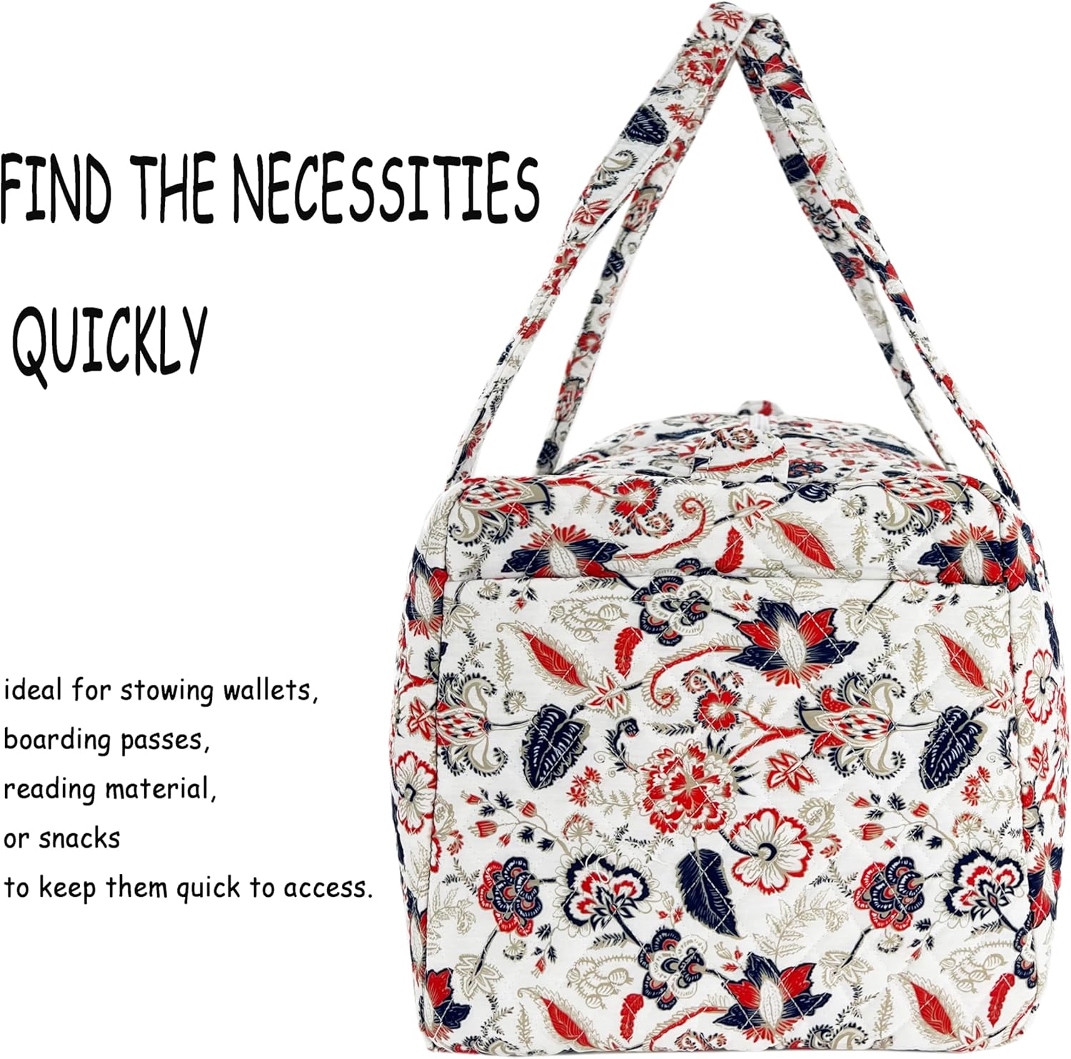 Woman’s Premium cotton Large Travel Tote Overnight Duffel Bag Lightweight Zipper Weekender - Image 3