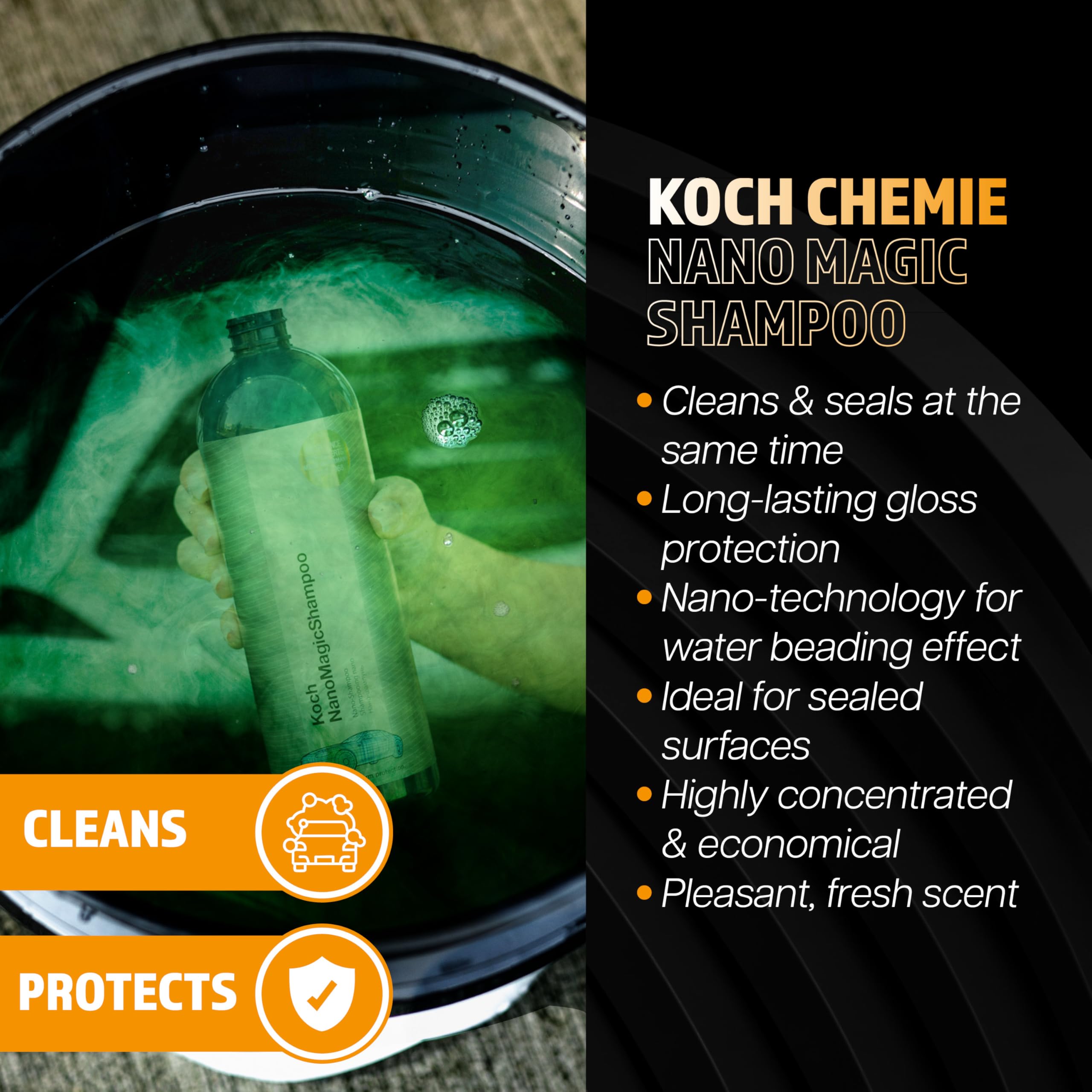 Koch Chemie - Juego de limpieza para coche (cubo de 20 l, tapa + inserto Grit Guard + champú Nano Magic + Insect&DirtRemover + Espuma de nieve suave + Allround Quick Shine | Paño de secado + guante de