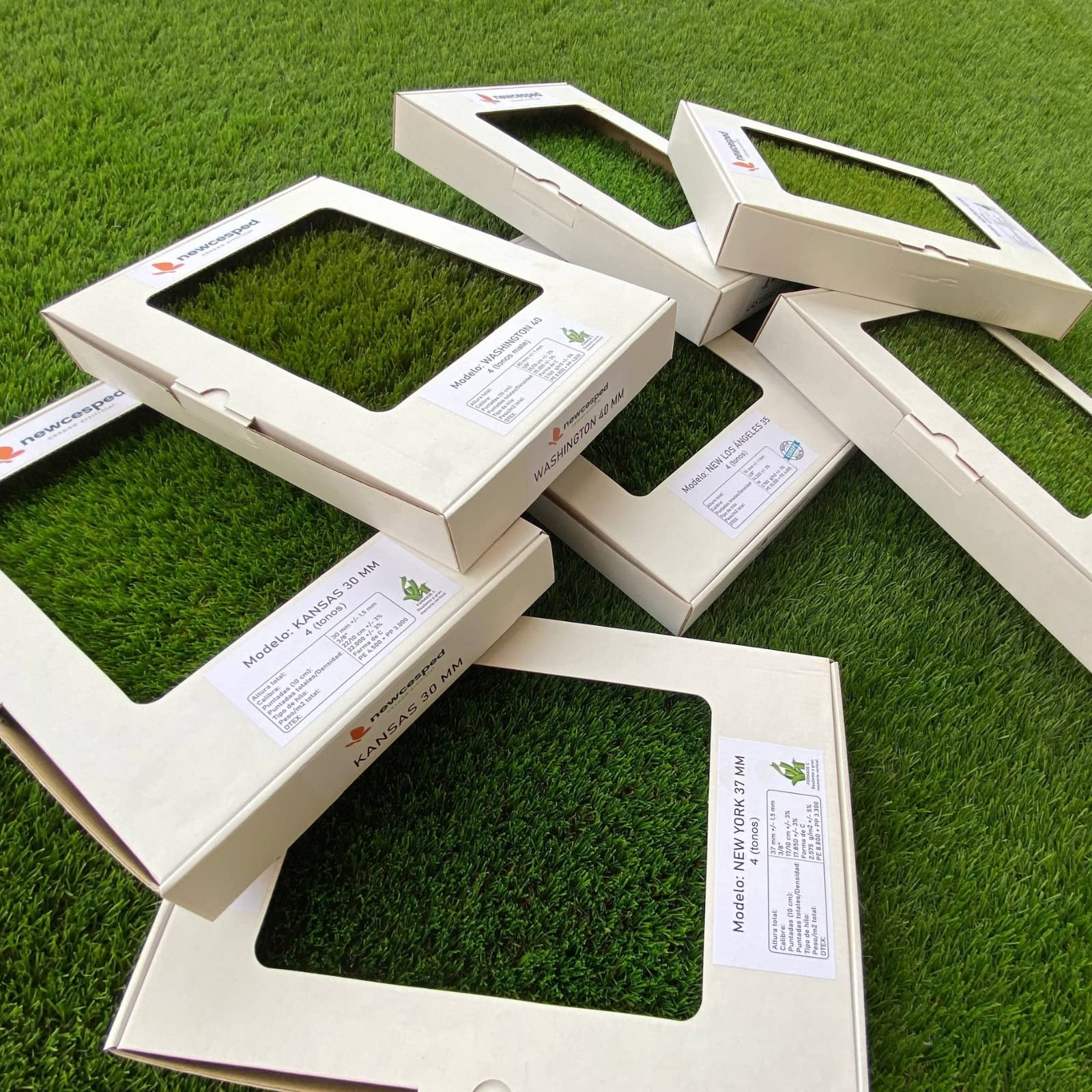Cesped Artificial 30mm. En Rollos de Multi-Medidas de Corte a Elegir. Cesped Artificial Terraza, Jardín, Exterior. Mod Nerja. (Pack Muestras)