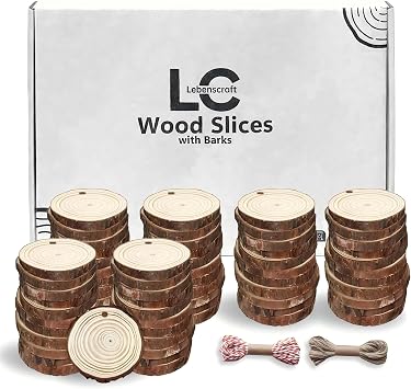 Wood Slices 2 Inch with Hole, 60 Pcs Wood Rounds Discs for Crafts, 1.5-2.0 inches