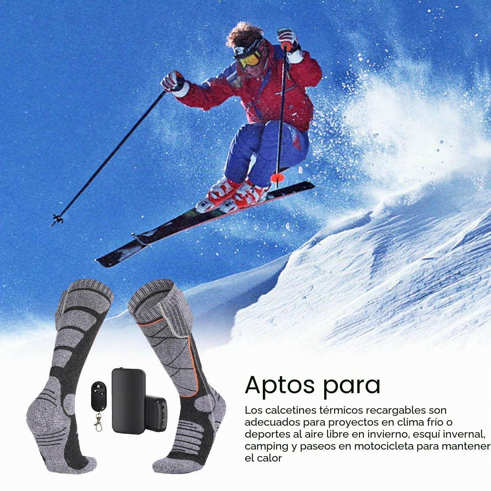 Calcetines Calefactables | 2 Pares Calcetines Térmicos 4000mAh | Control de 3 Niveles de Temperatura para Cazar Ciclismo Trabajar Pescar Patinar Senderismo Acampar | Calentadores Pies Invierno