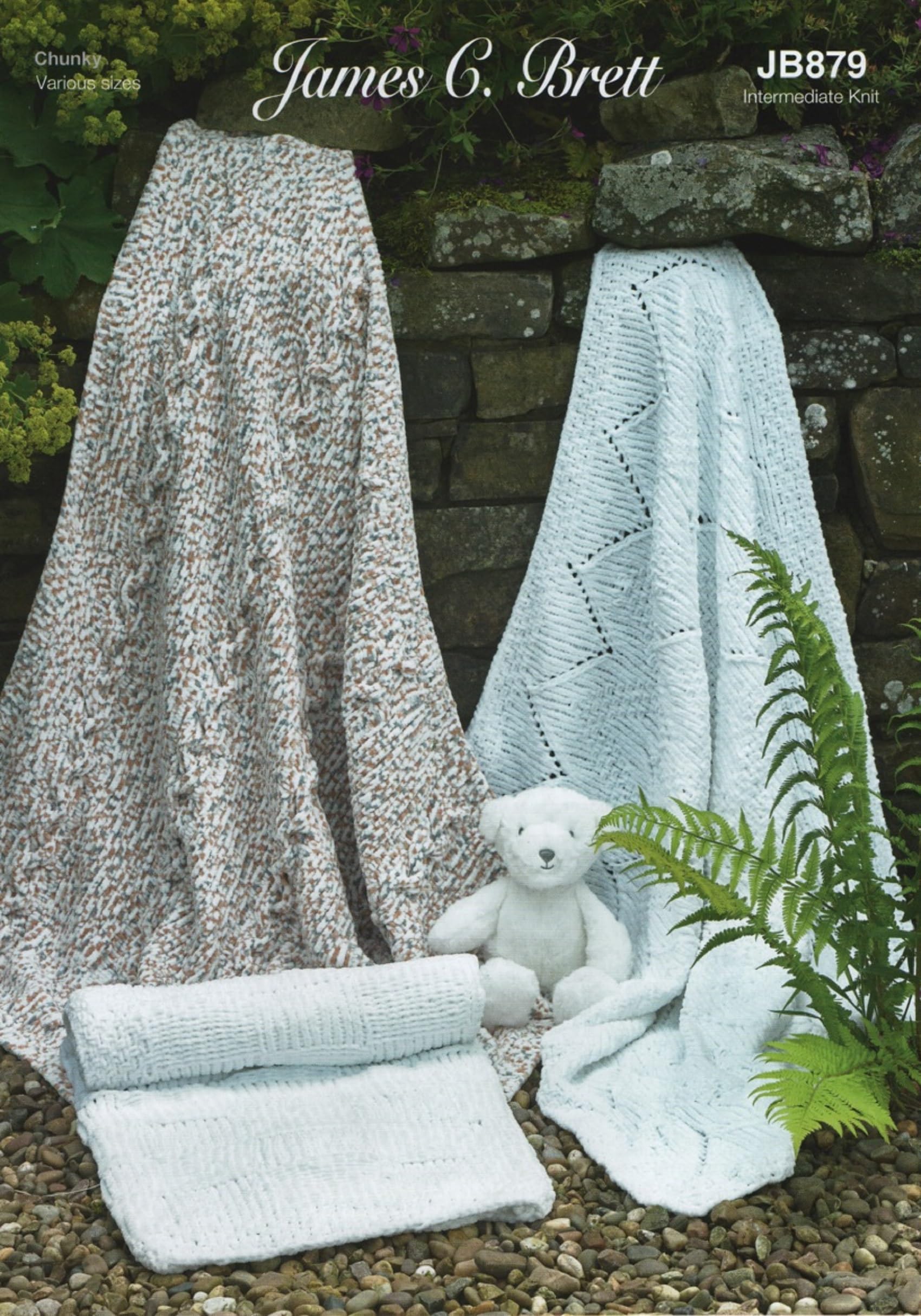 James C. Brett Knitting Pattern Children's Blankets in Flutterby Yarn (JB879)