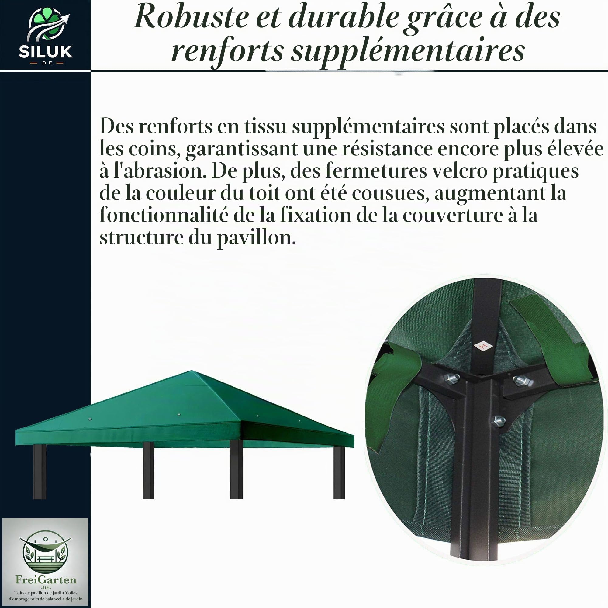 Modèle 2 Toit de rechange pour pavillon de jardin 3 x 3 m Étanche Matériau Panama en PCV souple 370 g/m² ultra résistant