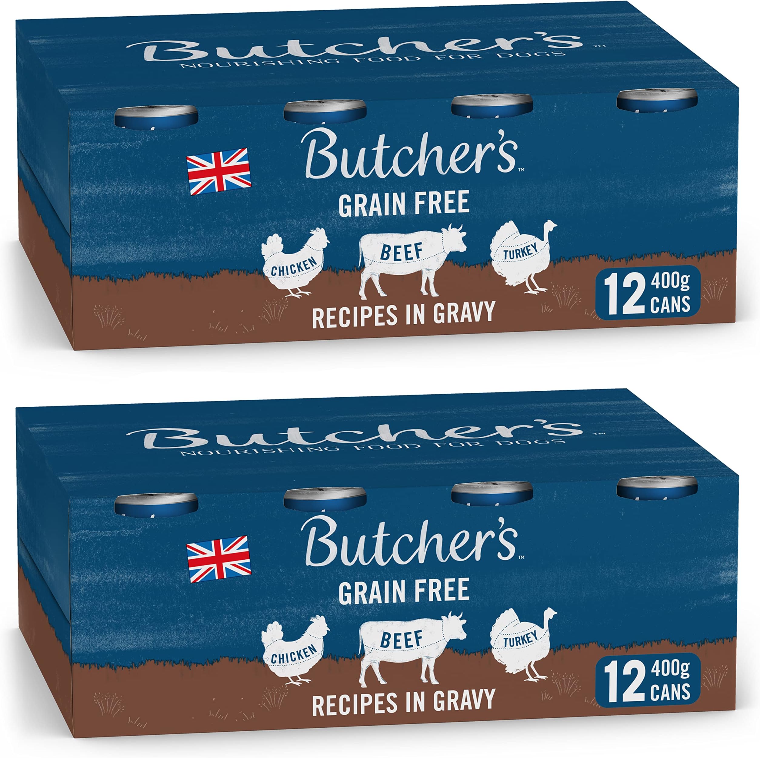 Butcher's Recipes in Gravy Dog Food Tins, 9.6 kg (2 x 12 x 400 g)