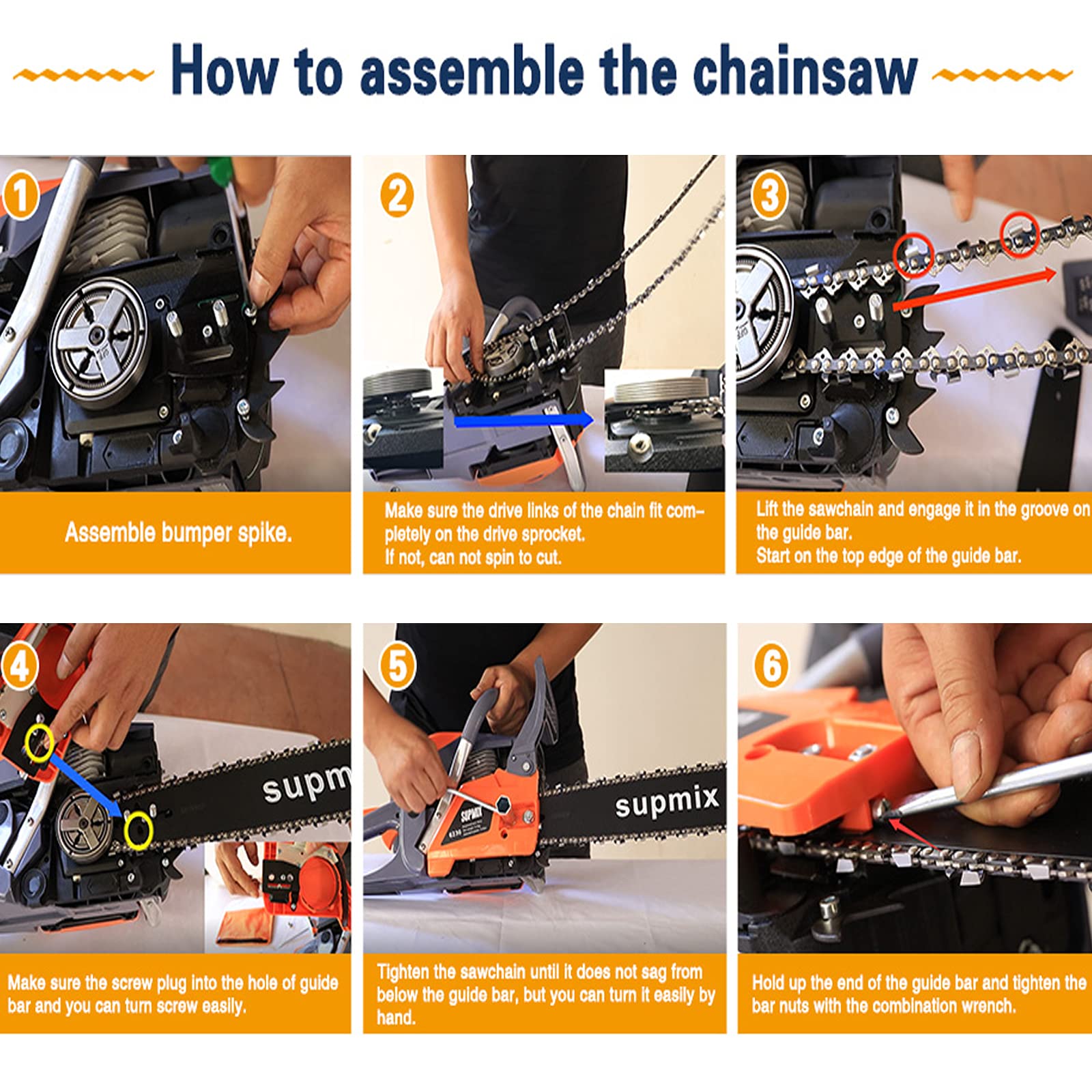 Supmix Gas Chainsaw 62CC 20 Inch,Gas Powered Chainsaw,2 Cycle Gasoline
