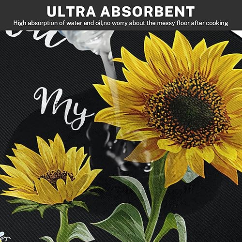 Miniatura 7 de Tayney Juego de 2 alfombras y tapetes de cocina de girasol, antideslizantes, lavables, You are My Sunshine, tapetes de cocina para piso, bonita