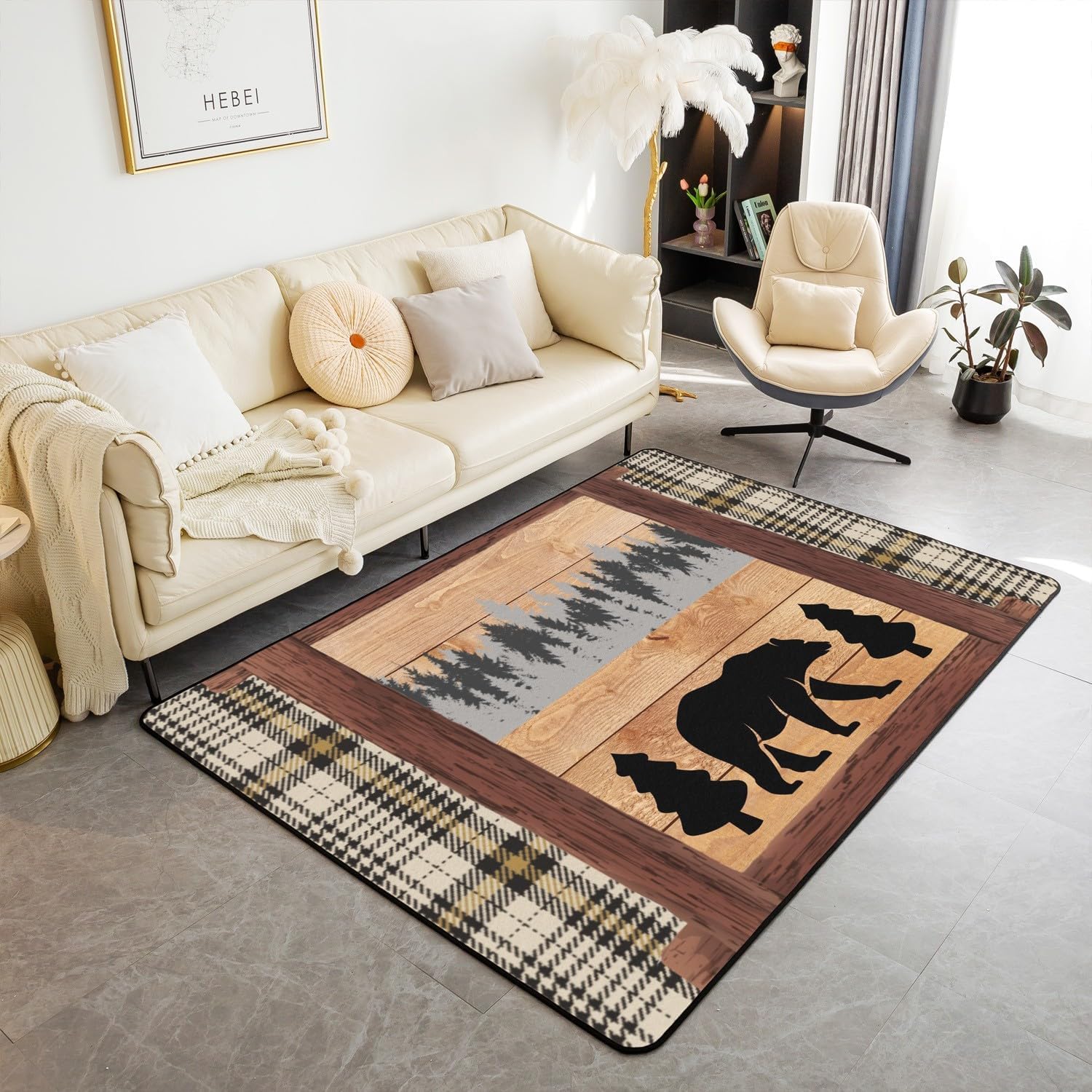 Tapis ours 3D anti-froid sol glissant flanelle douce 160x230cm