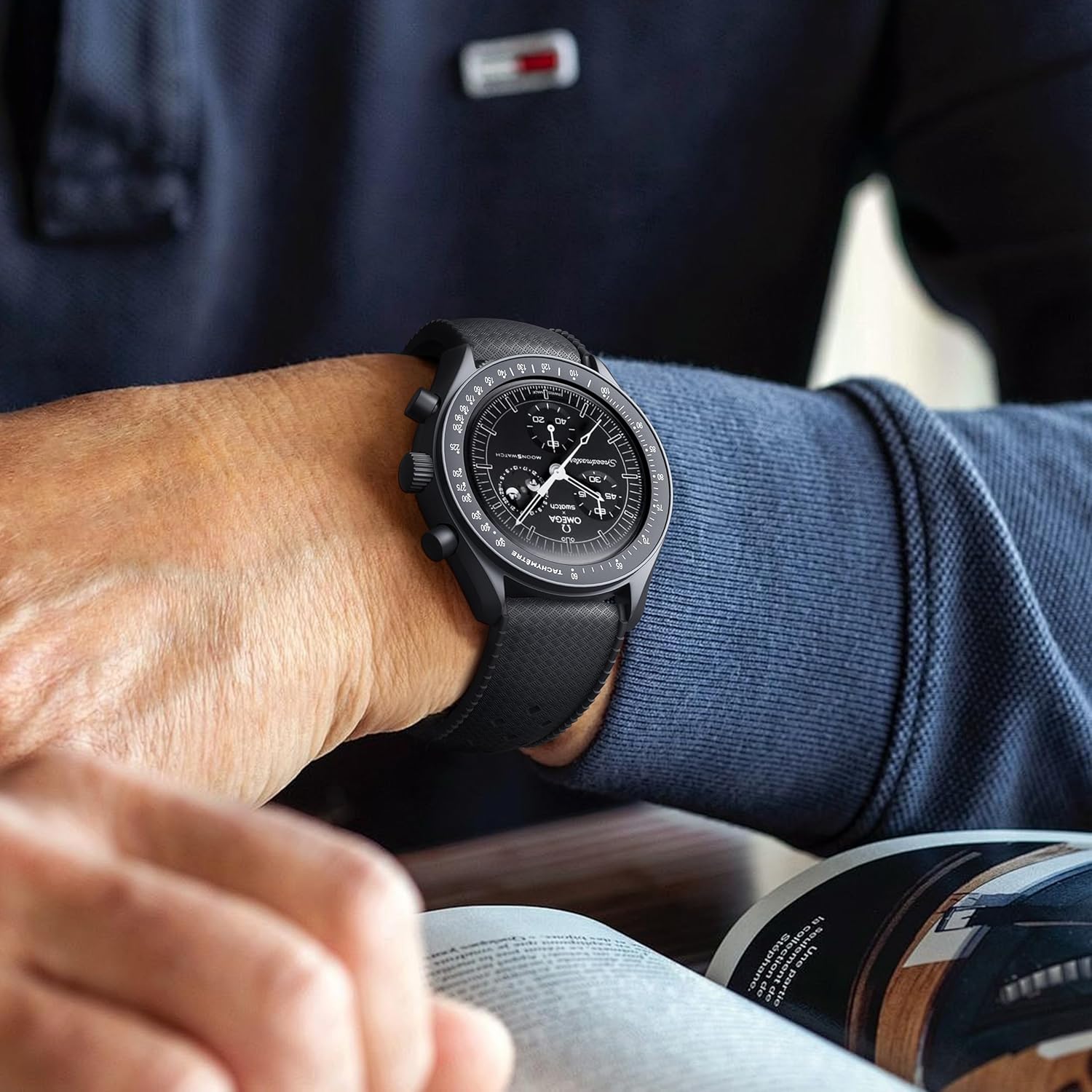 Bands for Omega x Swatch MoonSwatch 20mm Watch, Fluororubber Strap Compatible With Quick Release Waterproof Replacement for Men Women - Image 7