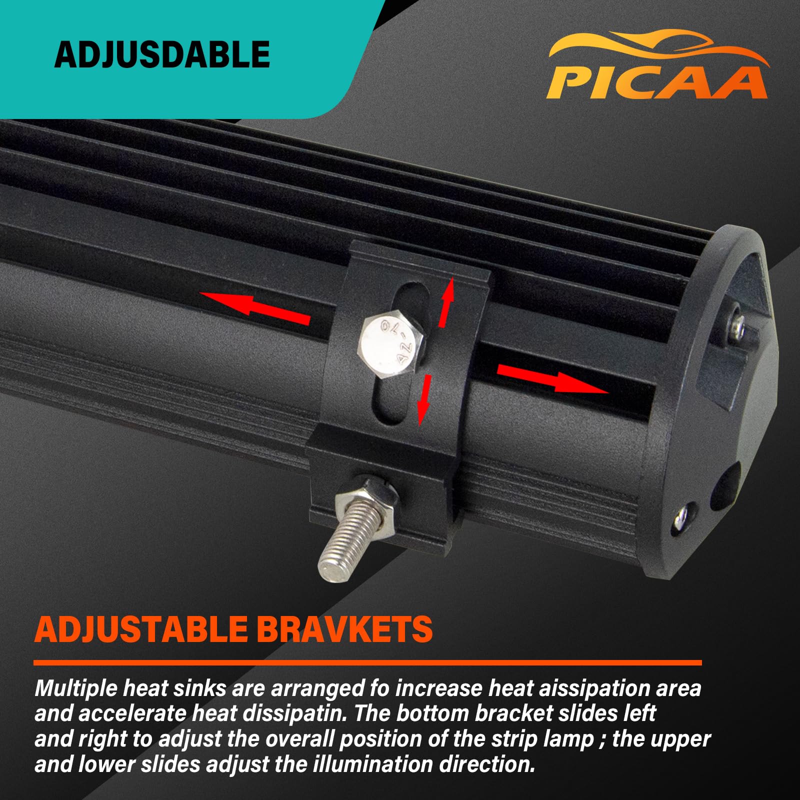 PICAA 20 cali 510 W listwa LED 4 x 4 z zestawem przewodów 12 V, cztery rzędy 50 cm listwa świetlna LED, rampa Led do samochodów ciężarowych SUV ciągnik