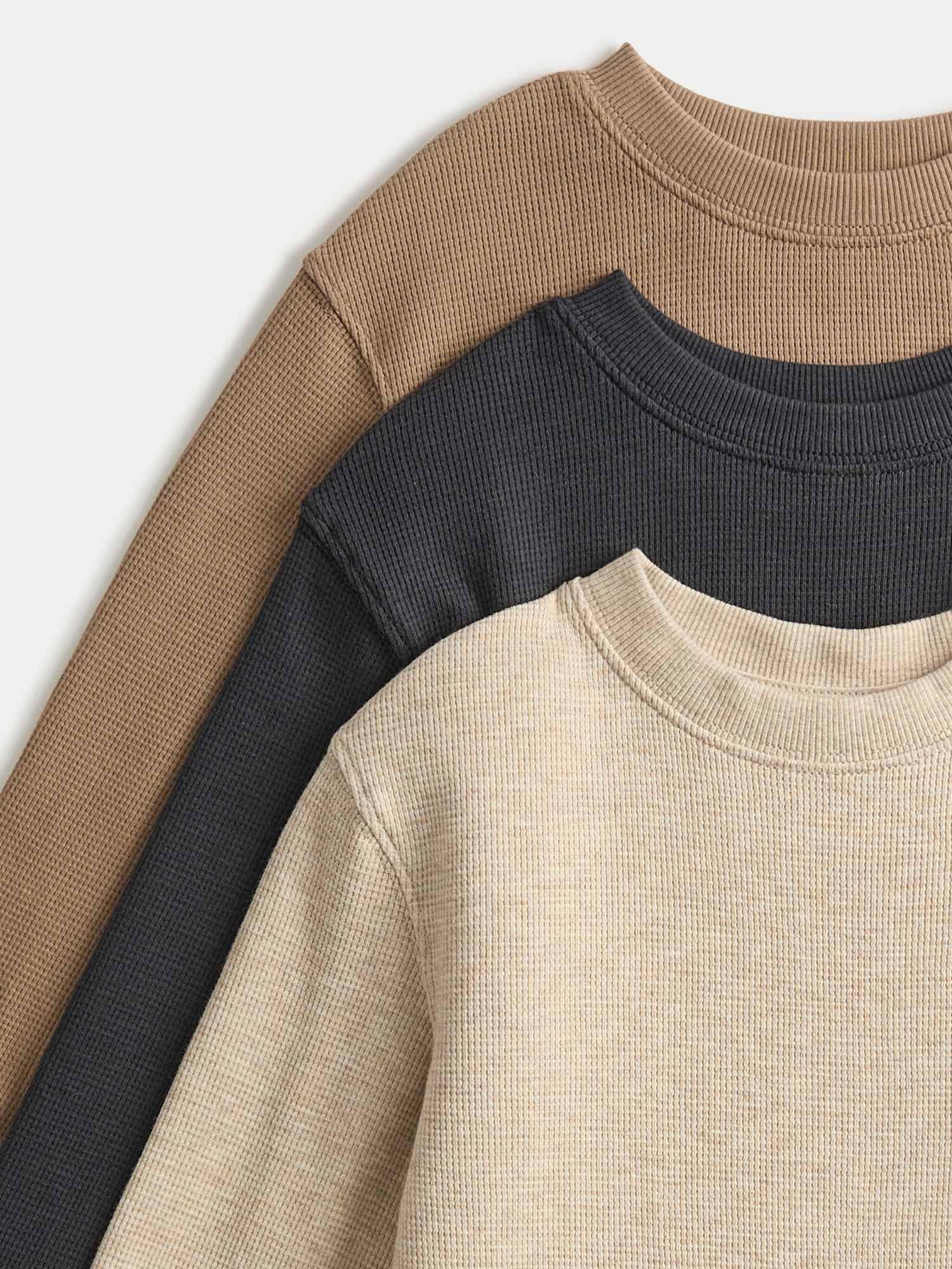 Marks & Spencer Bambini Puro Cotone Waffle Top 3-Pack – Unisex per Bambini e Ragazze – vestibilità Regolare