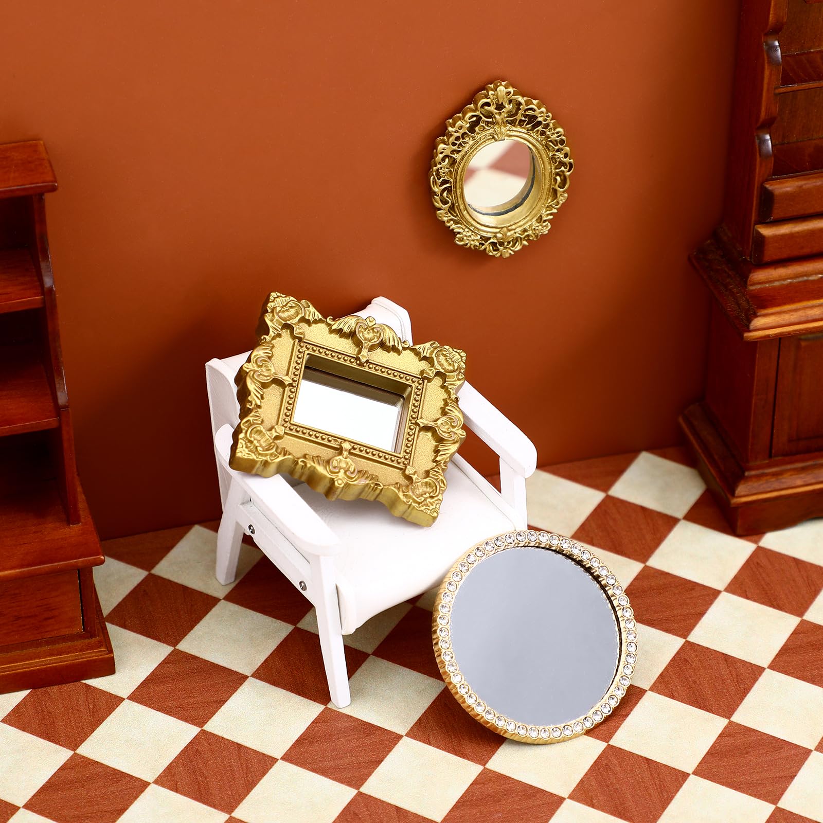 Bambole Casa Gagliardetto Muro Specchio Miniatura Moderno Arredo