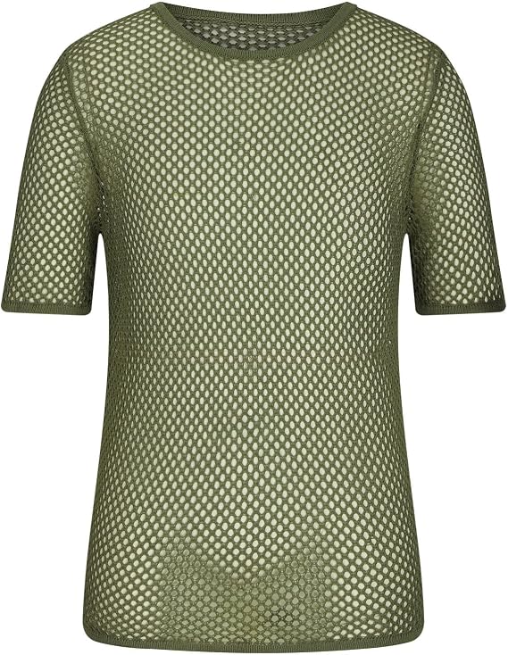 Muscle Fit Shirt for Men 2025 Fashion Short Sleeve Hollow Out Fishing Net Casual Shirts Athletic Gym Workout Tops