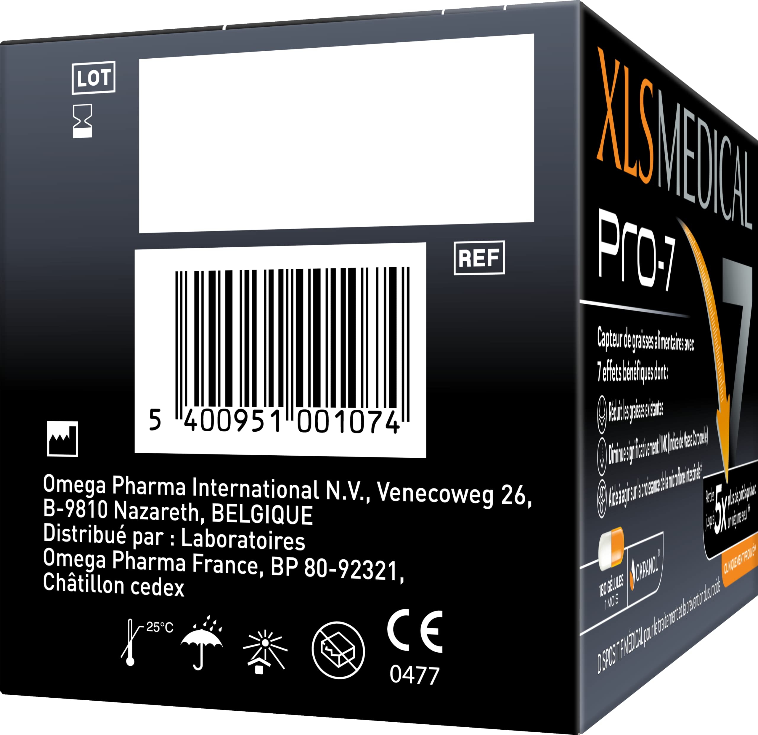 XL-S Medical PRO-7 - Gélules pour une aide à la perte de poids - 7 bénéfices (1) (2) - Perdez jusqu'à 5x plus de poids qu'avec un régime seul (1) - 180 gélules pour 1 mois