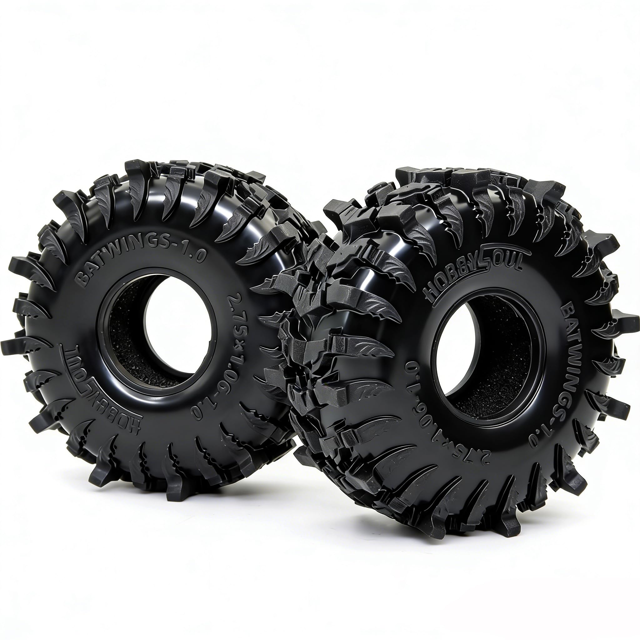 HOBBYSOUL 1.0 Tires - 70 * 27mm Tall Batwings Super Soft Sticky mud Tyre for RC Crawler 1/24 SCX24 1/18 TRX4M Upgrades - 5