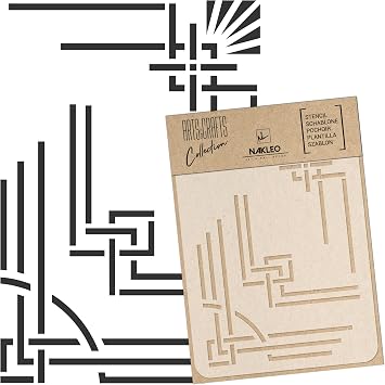 NAKLEO Painting Stencil for Crafts A5 5.9 x 8.3, Art Deco Frames Borders Pattern, Reusable Plastic DIY & Scrapbooking Drawing Template, Decoupage Art Home Decor, Wall Wood Fabric Furniture