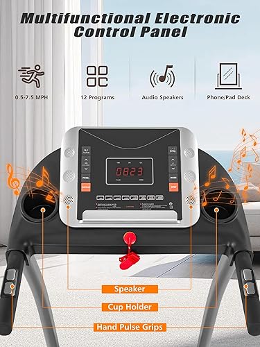 Miniatura 4 de Merax Treadmill with 8% Incline, 3.0HP Folding Treadmills for Home,10MPH Walking Pad with Handle Bar,300 LBS Capacity Walking Pad Treadmills with