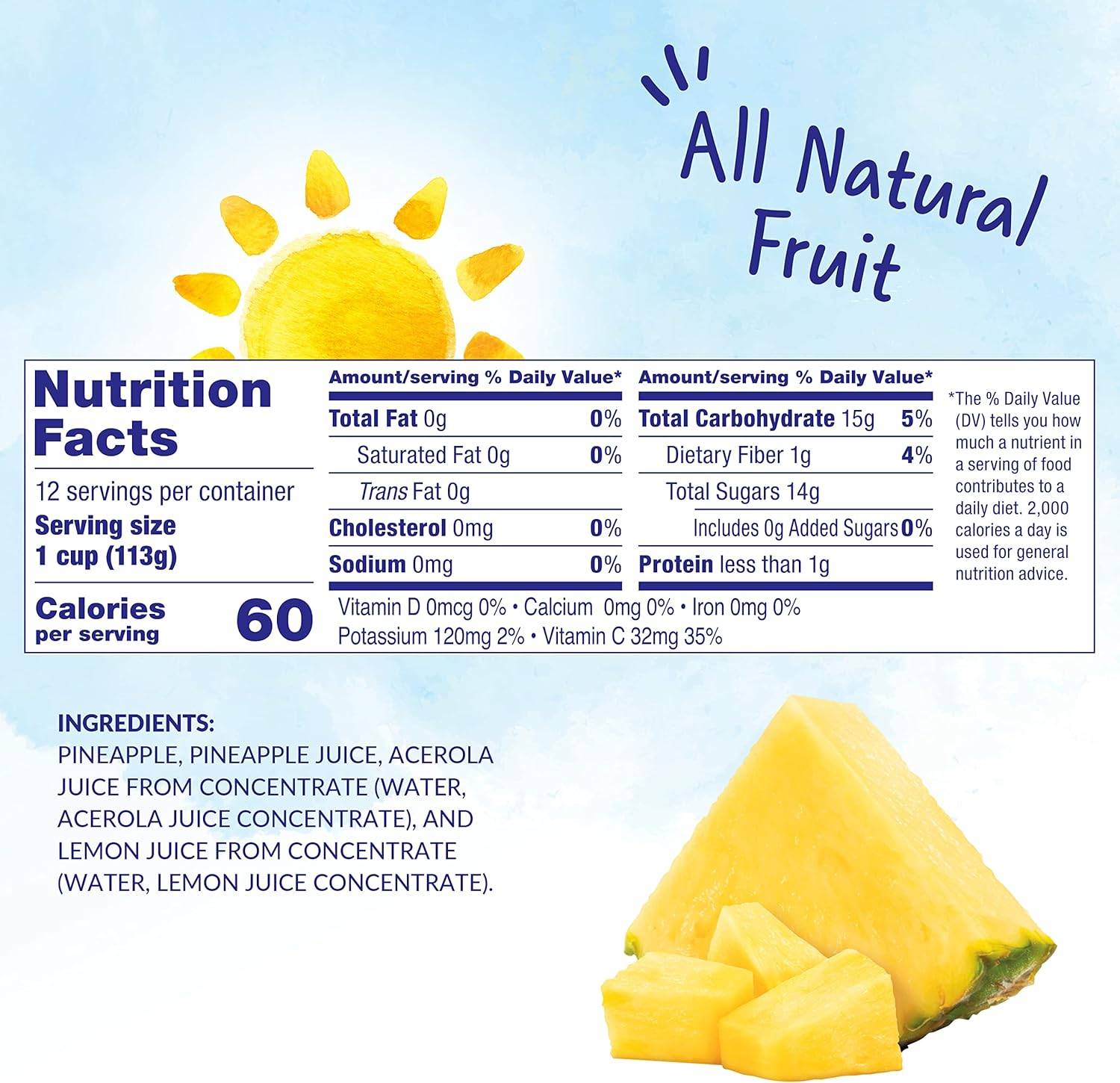 Fruit Bowls Pine Tidbits in Juice Snas, 36 Total Cups,