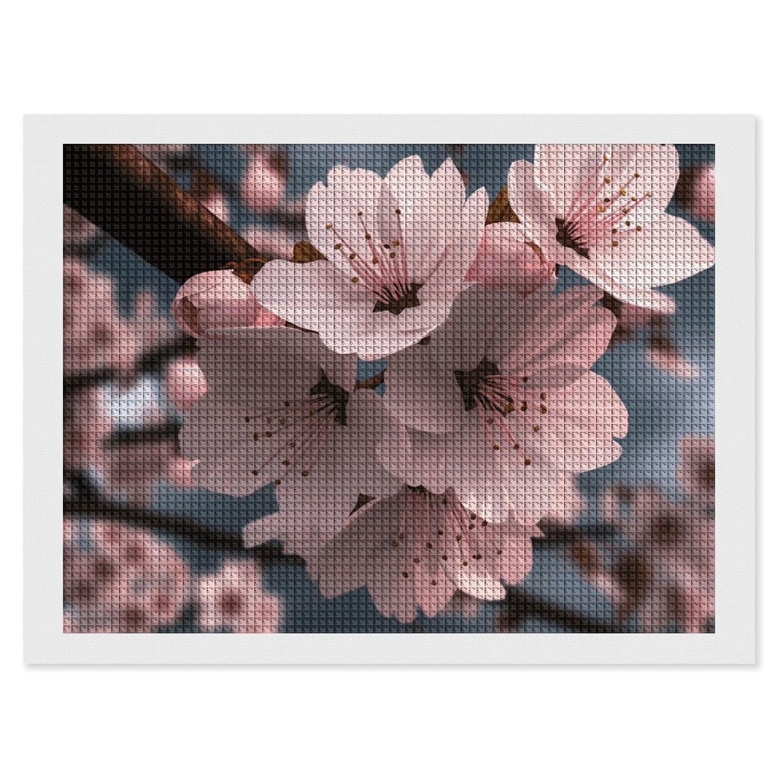 NONHAI Diamond Painting Kits for Adults - DIY Diamond Art Kits for Beginners - Full 5D Paint Drill Diamond Dots Paintings- Cherry Blossoms Diamonds Pictures Gem Art and Craft Wall Decor 12"x16"