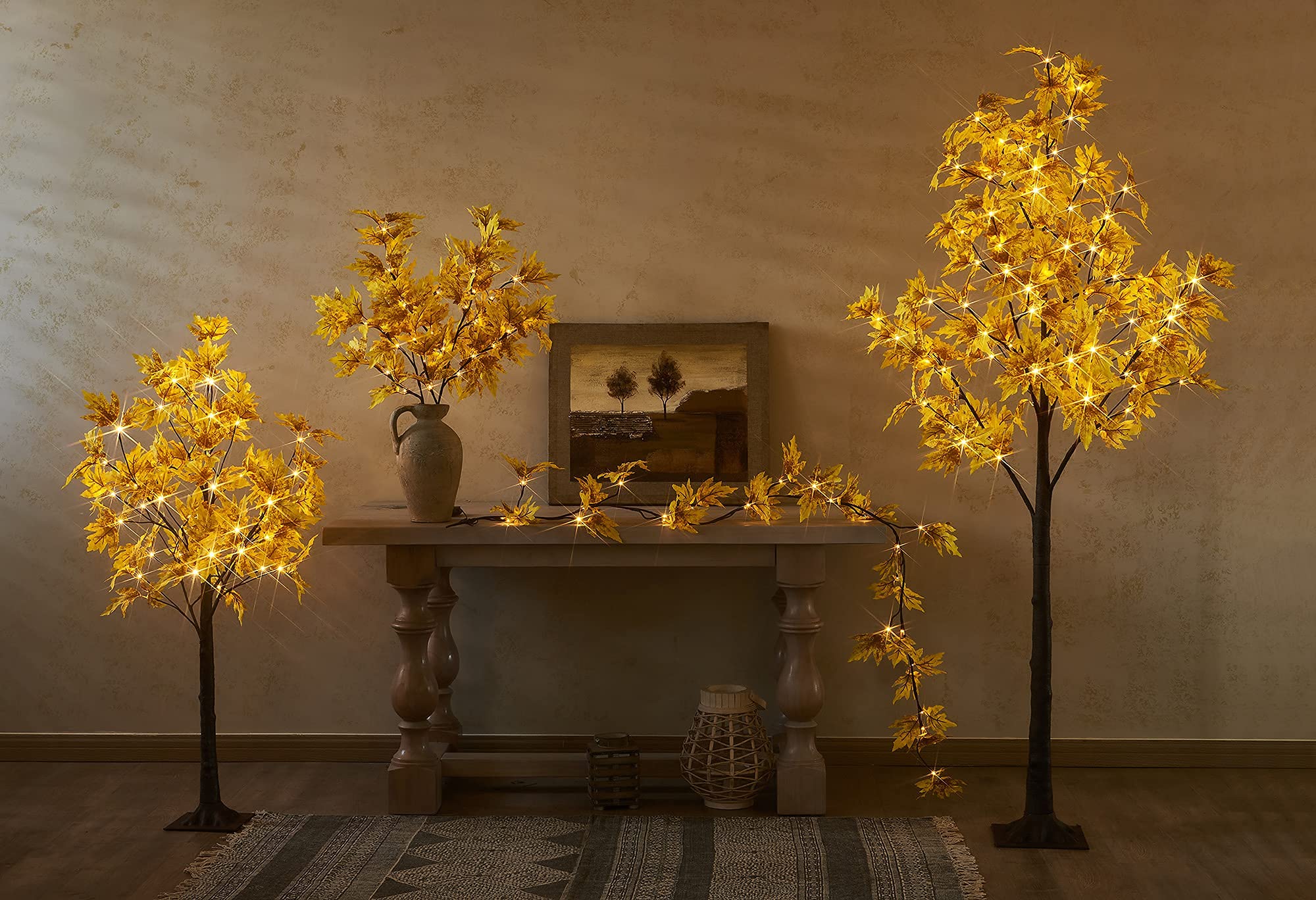 LITBLOOM Lighted Maple Tree 4FT 48 Warm White LEDs, Fall Tree with ...